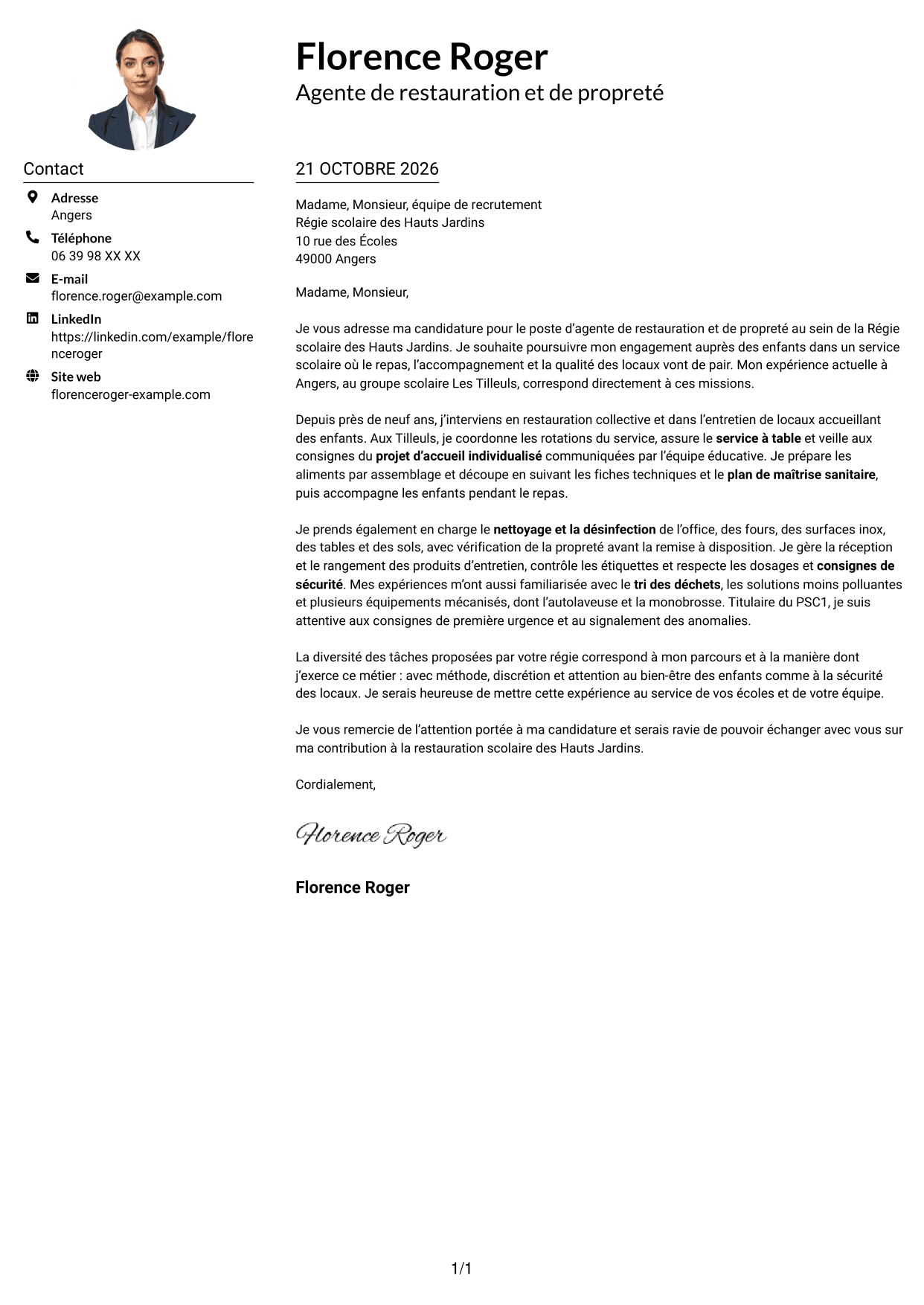 Exemple de lettre de motivation — page 1