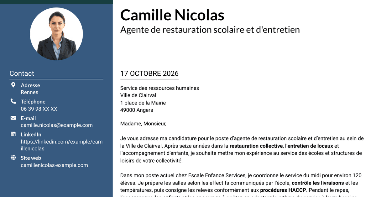 7 modèles de lettre de motivation pour Agent de restauration scolaire et d'entretien, avec exemples