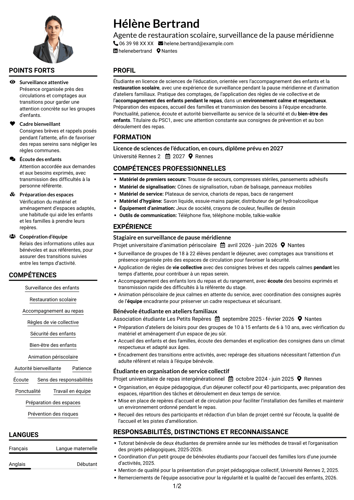 Exemple de CV — page 1