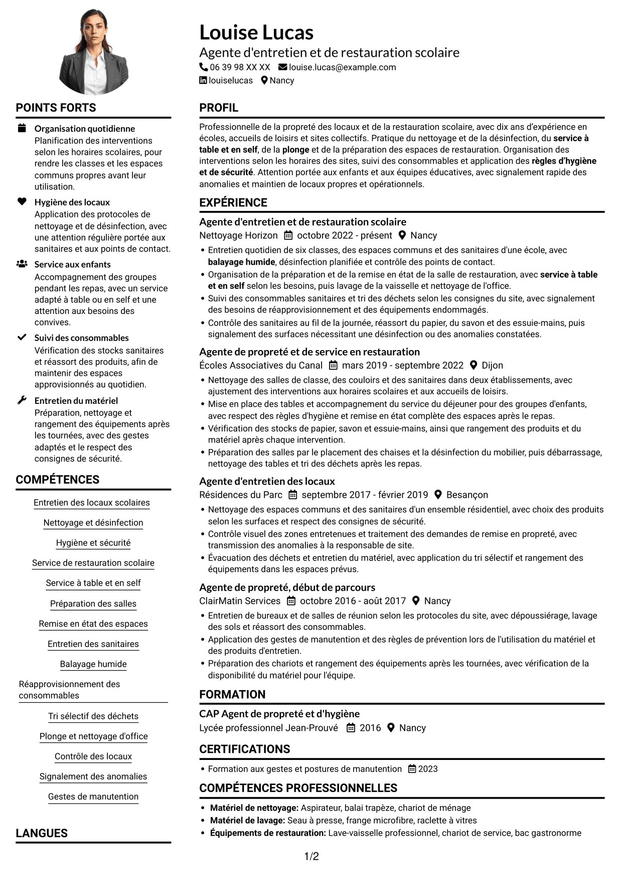 Exemple de CV — page 1