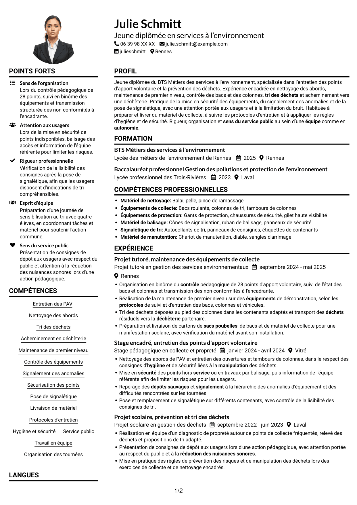 Exemple de CV — page 1