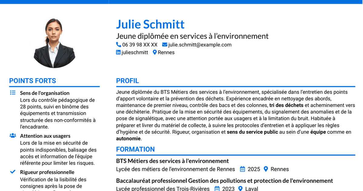 7 modèles de CV pour Agent d'entretien - Points d'apport volontaire, avec exemples