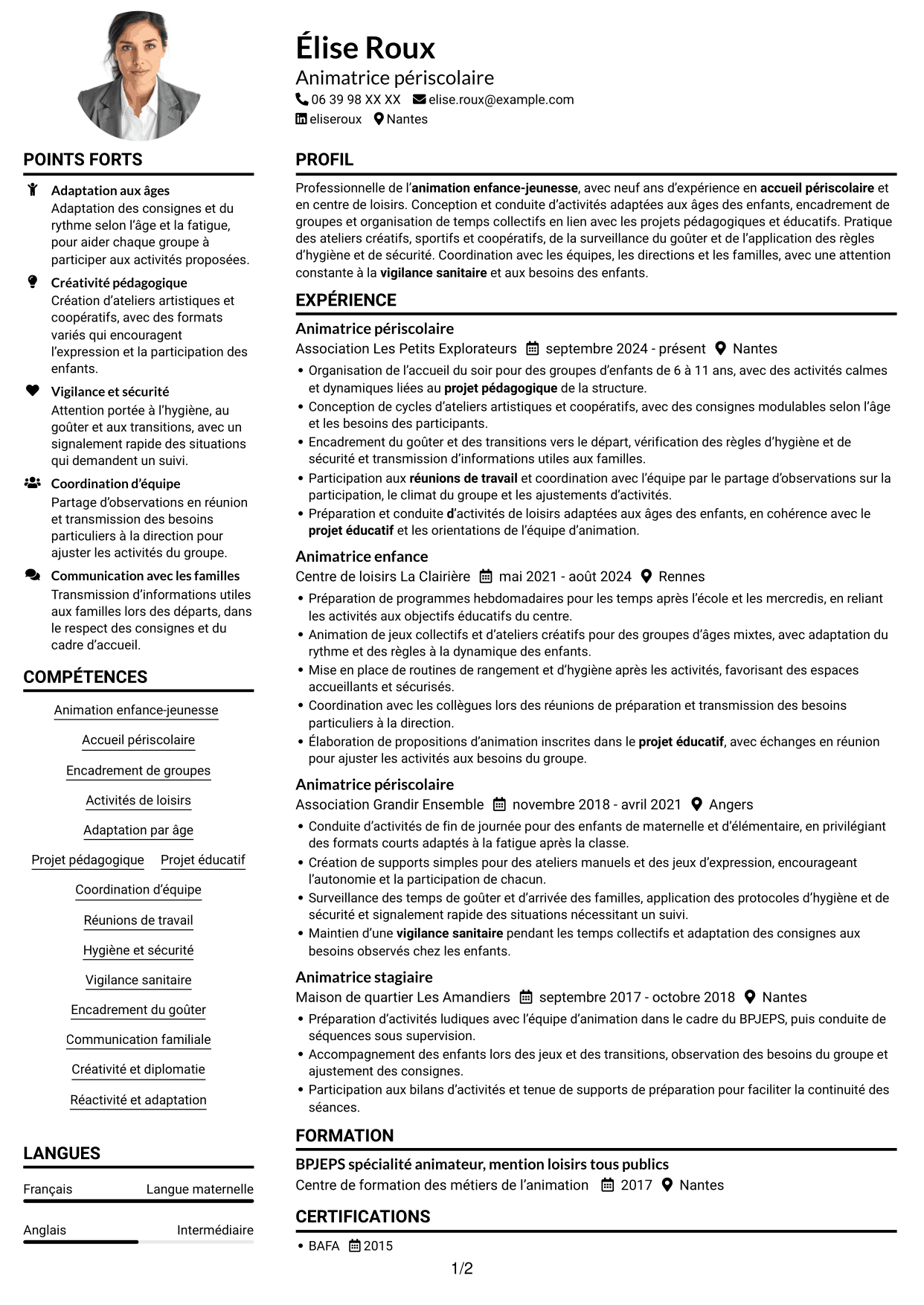 Exemple de CV — page 1