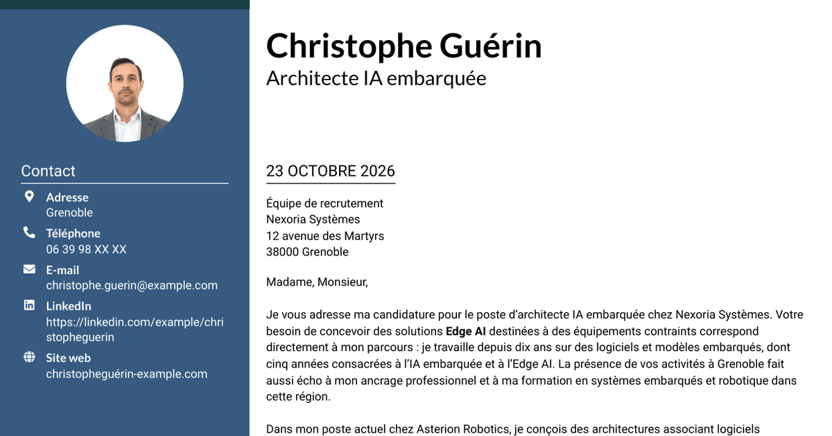 7 modèles de lettre de motivation pour Architecte IA embarquée - Edge AI, avec exemples