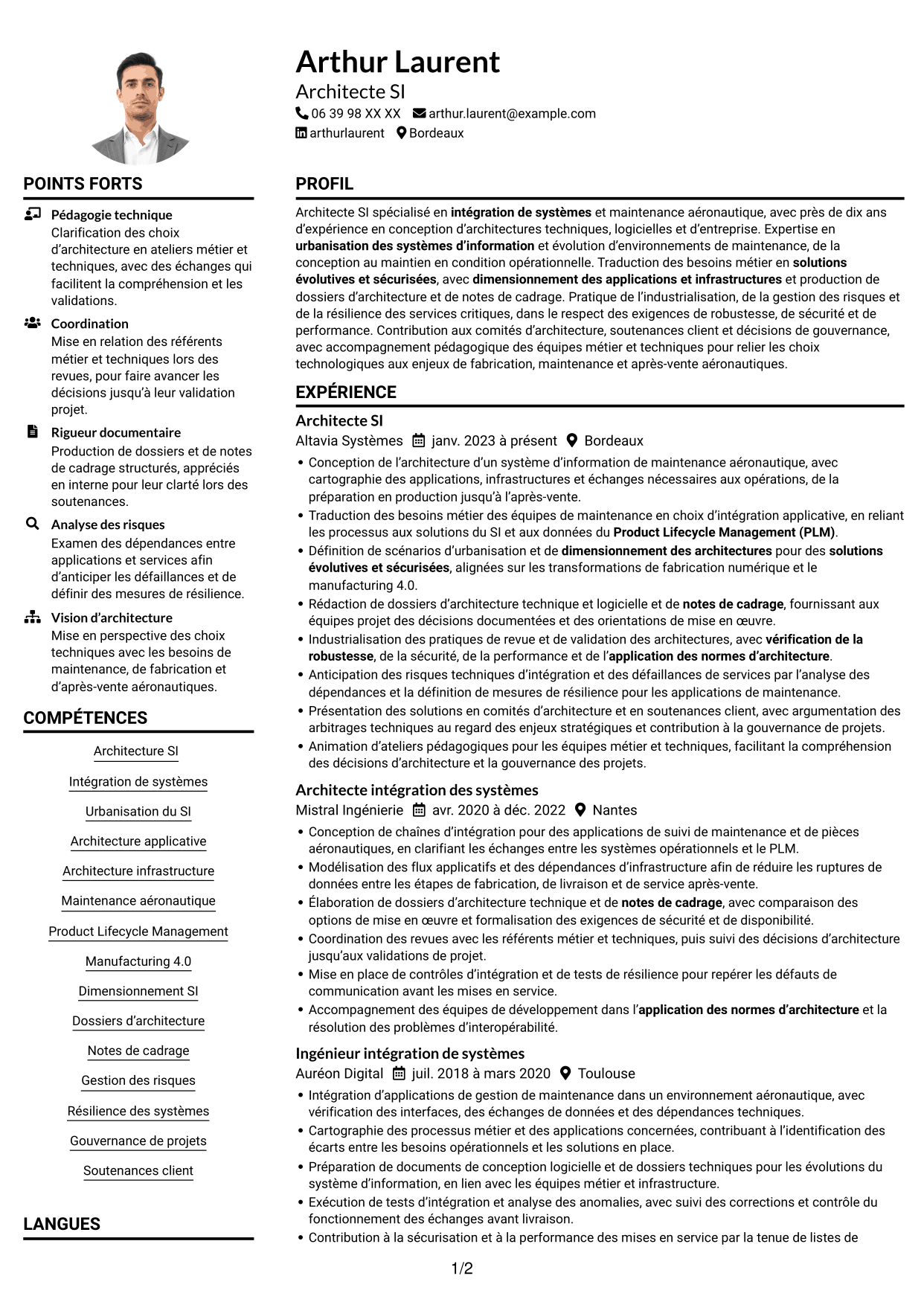 Exemple de CV — page 1