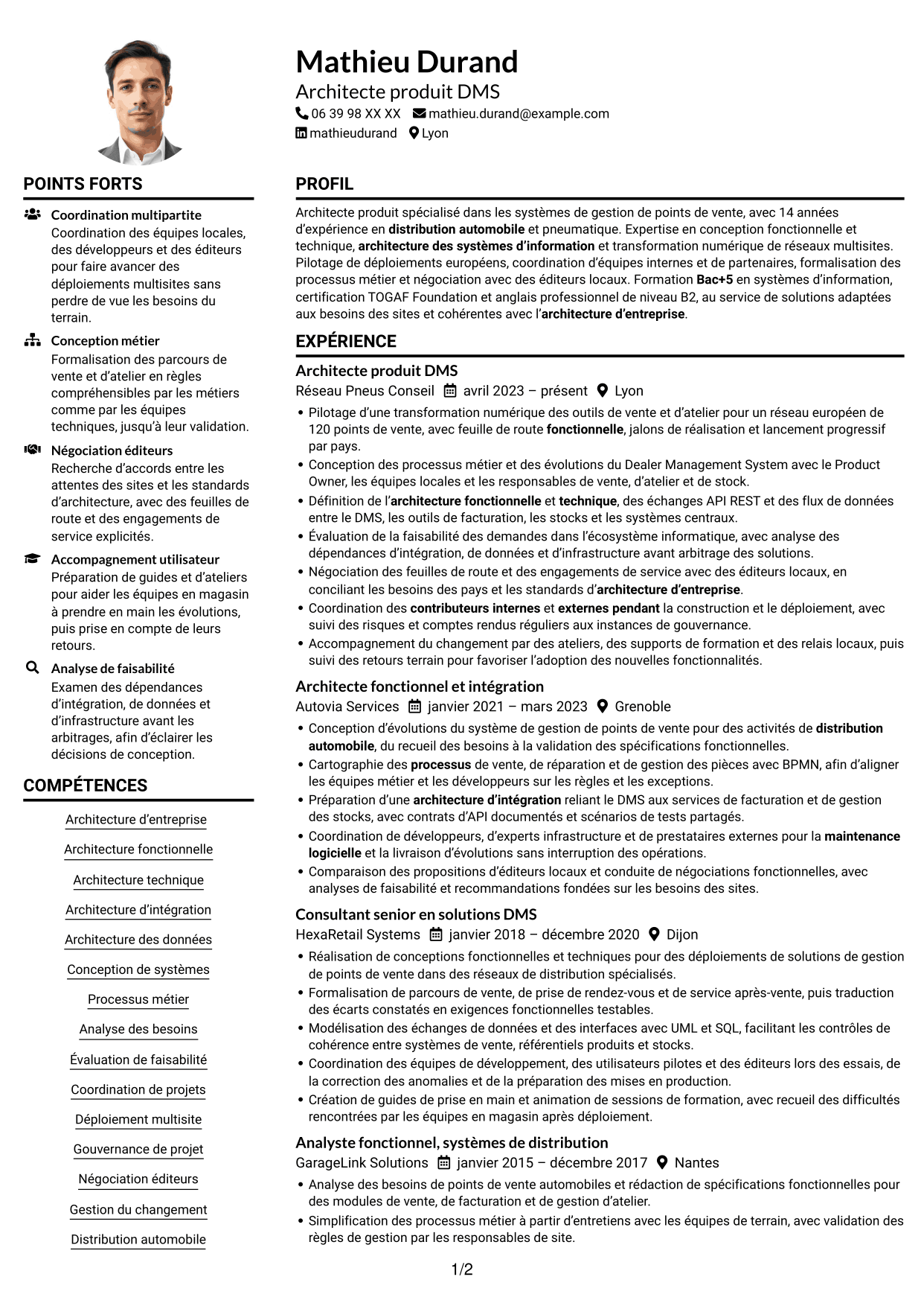 Exemple de CV — page 1