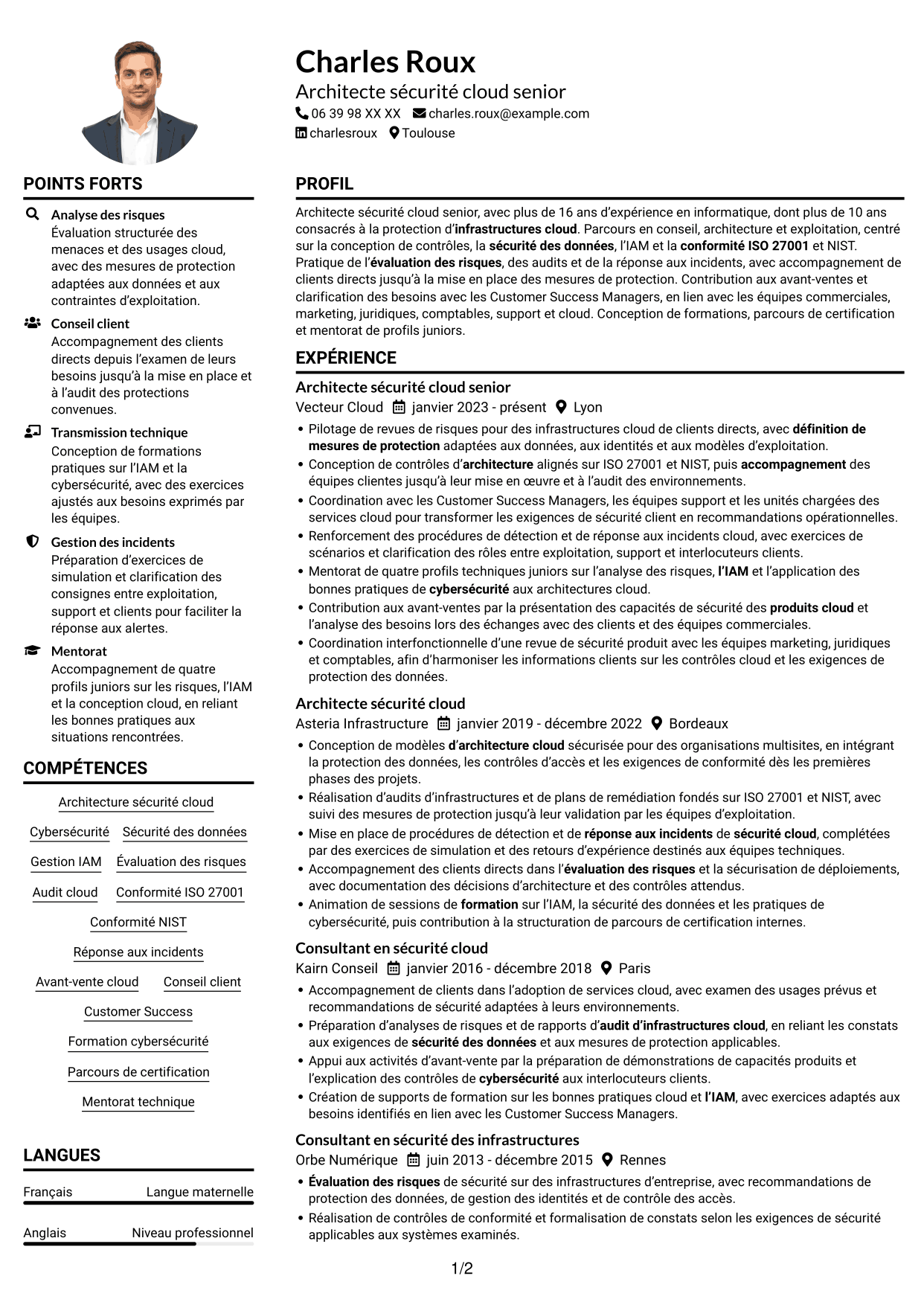 Exemple de CV — page 1