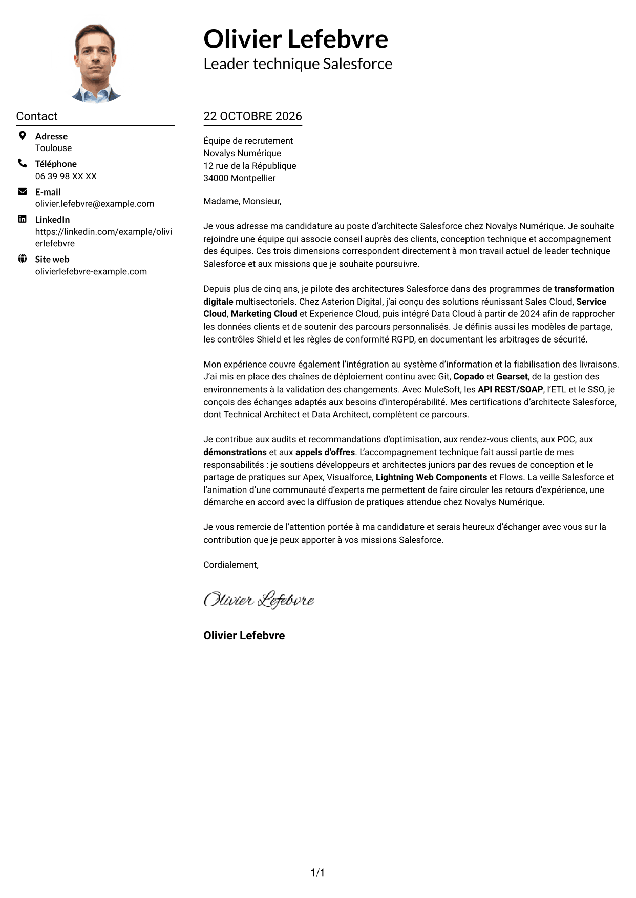 Exemple de lettre de motivation — page 1