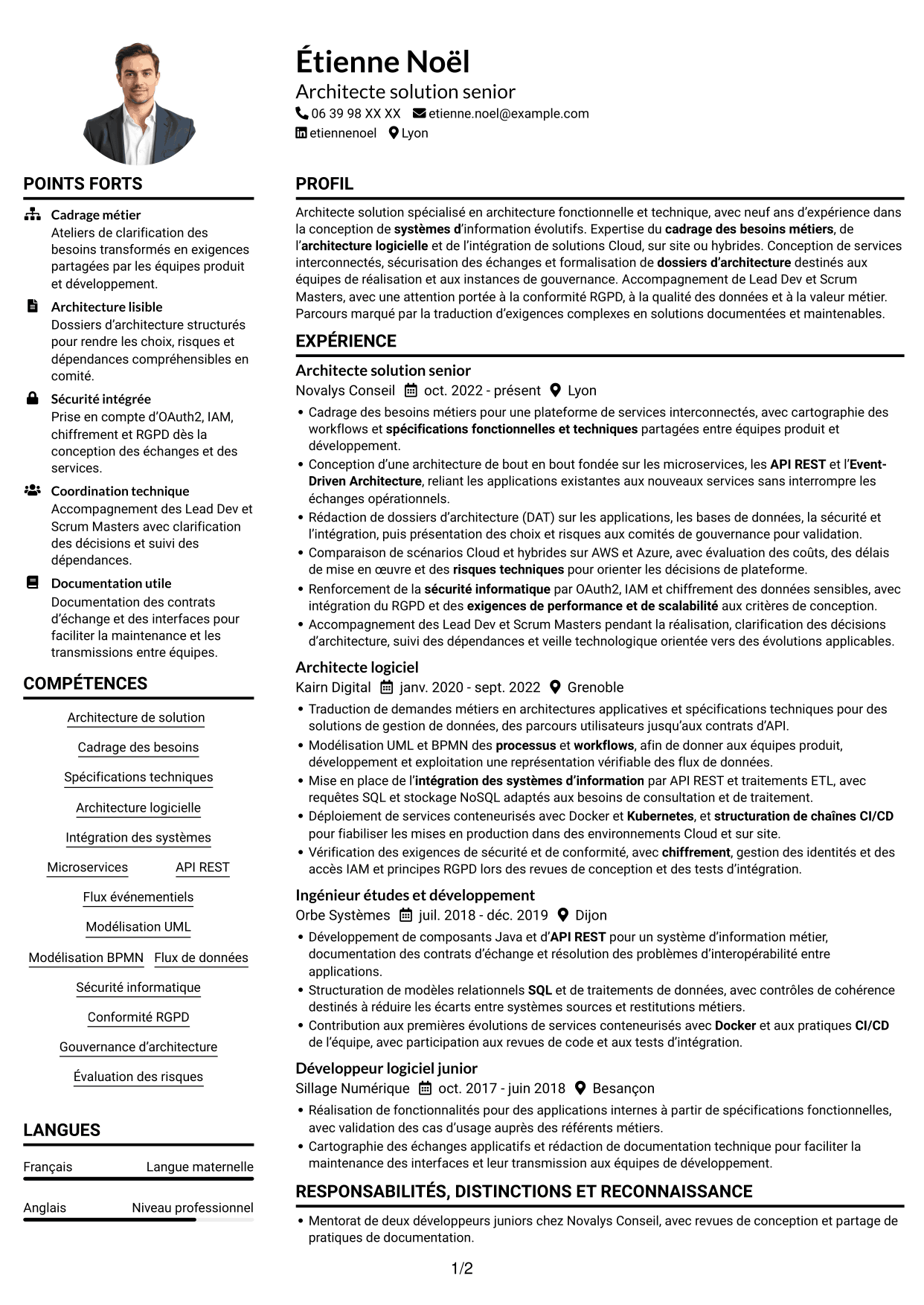 Exemple de CV — page 1