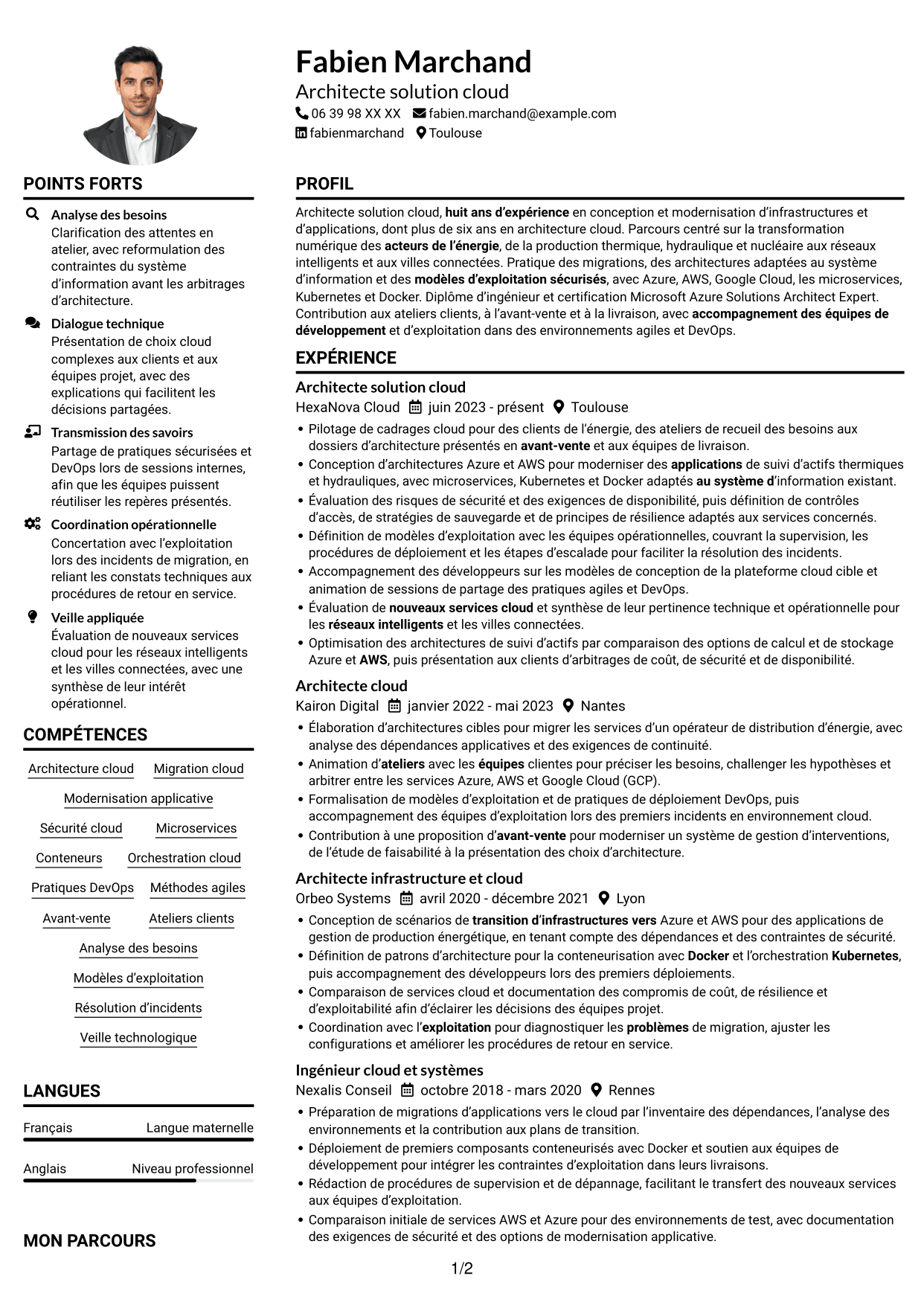 Exemple de CV — page 1