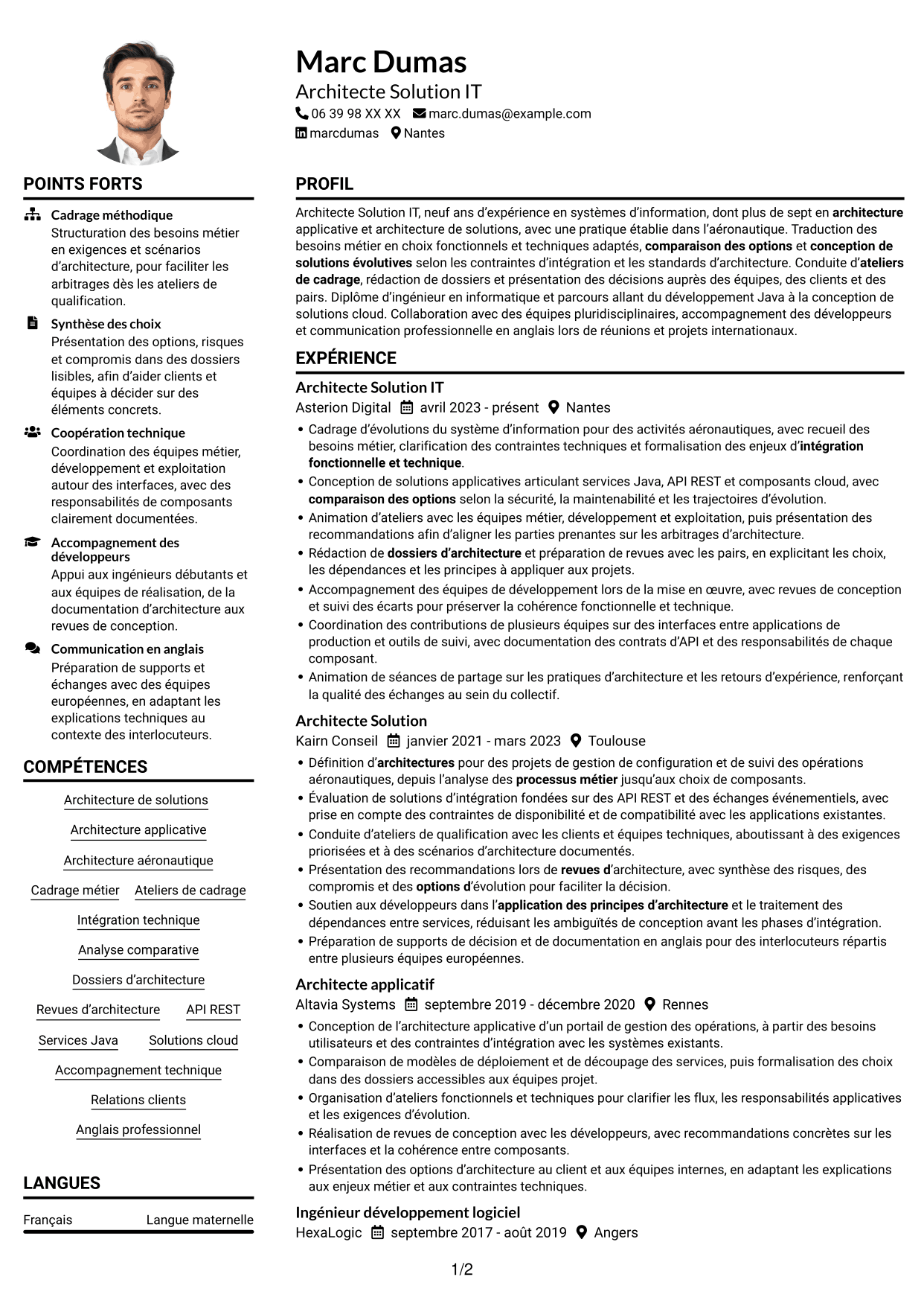 Exemple de CV — page 1