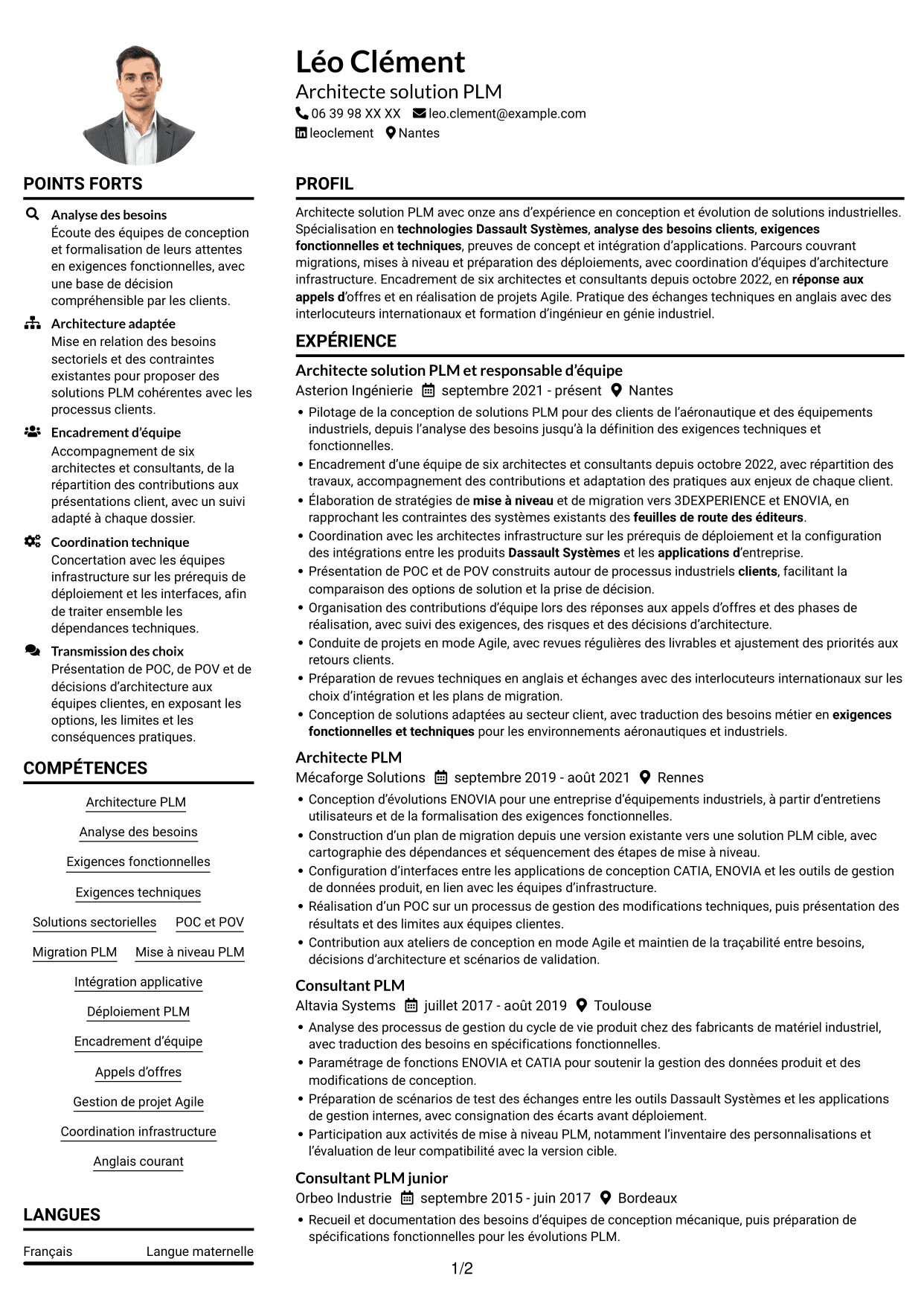 Exemple de CV — page 1