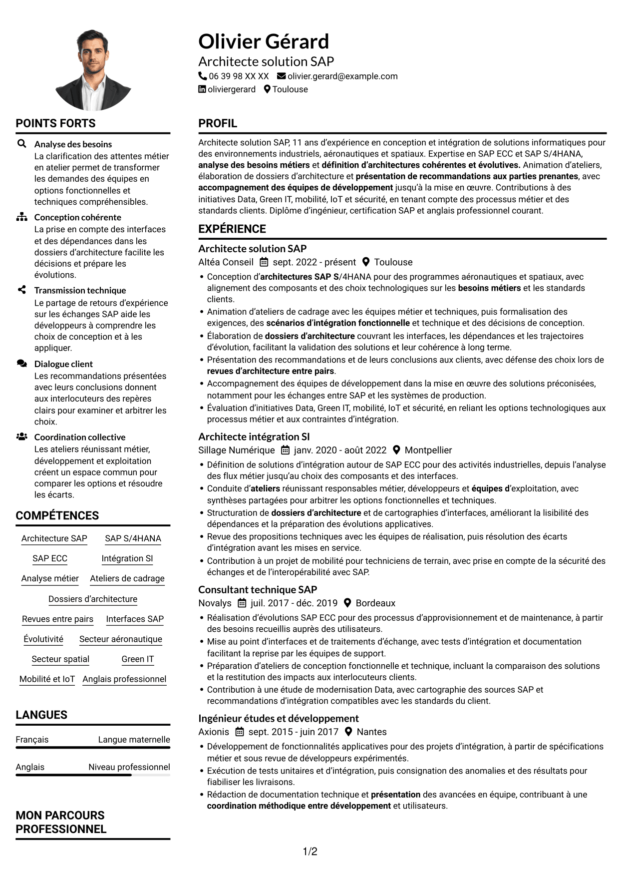Exemple de CV — page 1