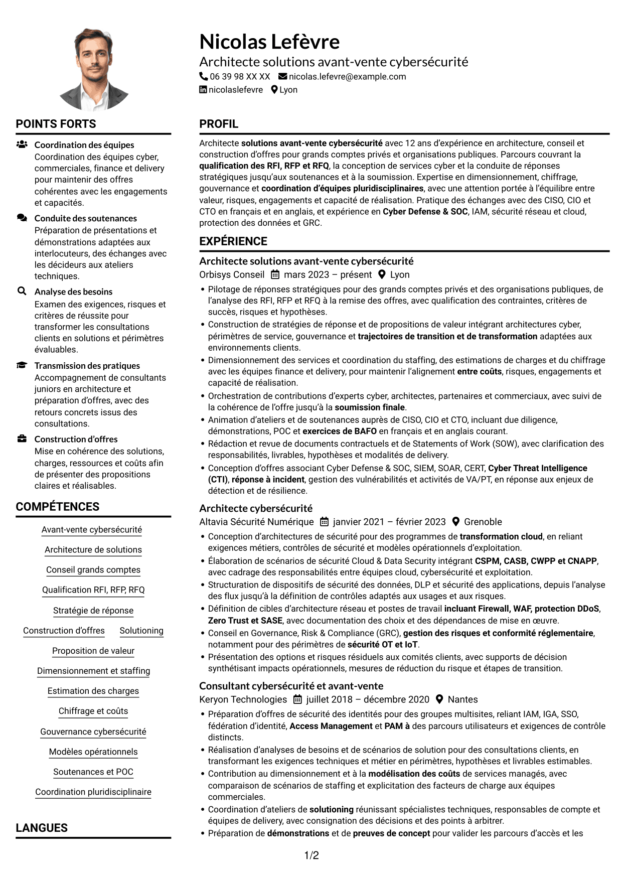 Exemple de CV — page 1