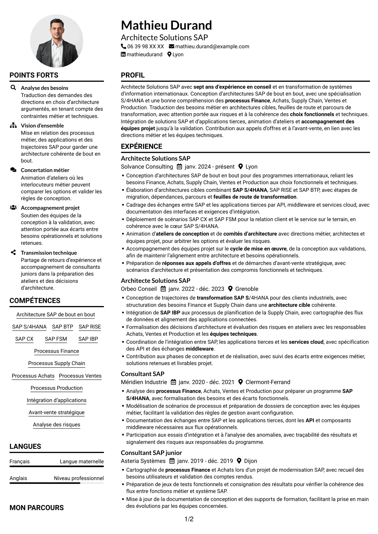 Exemple de CV — page 1