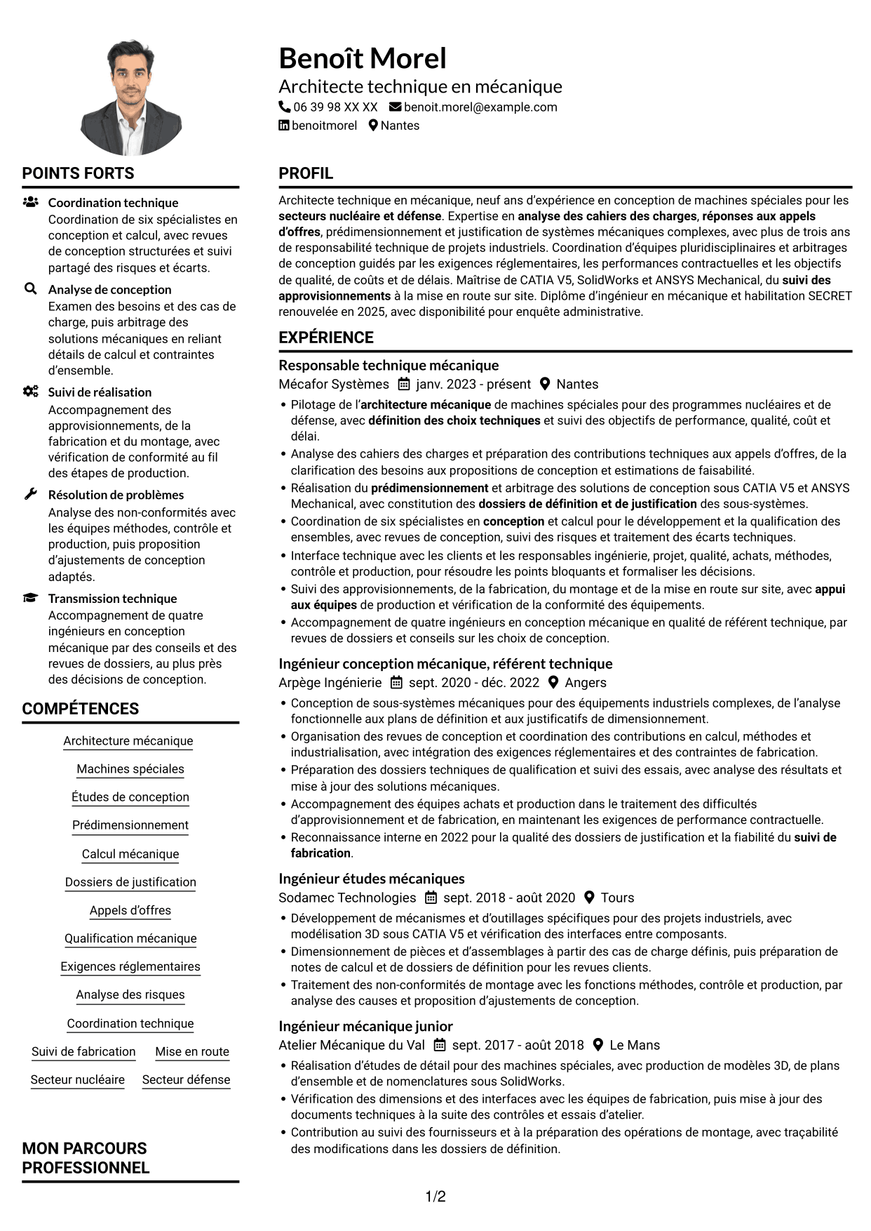 Exemple de CV — page 1