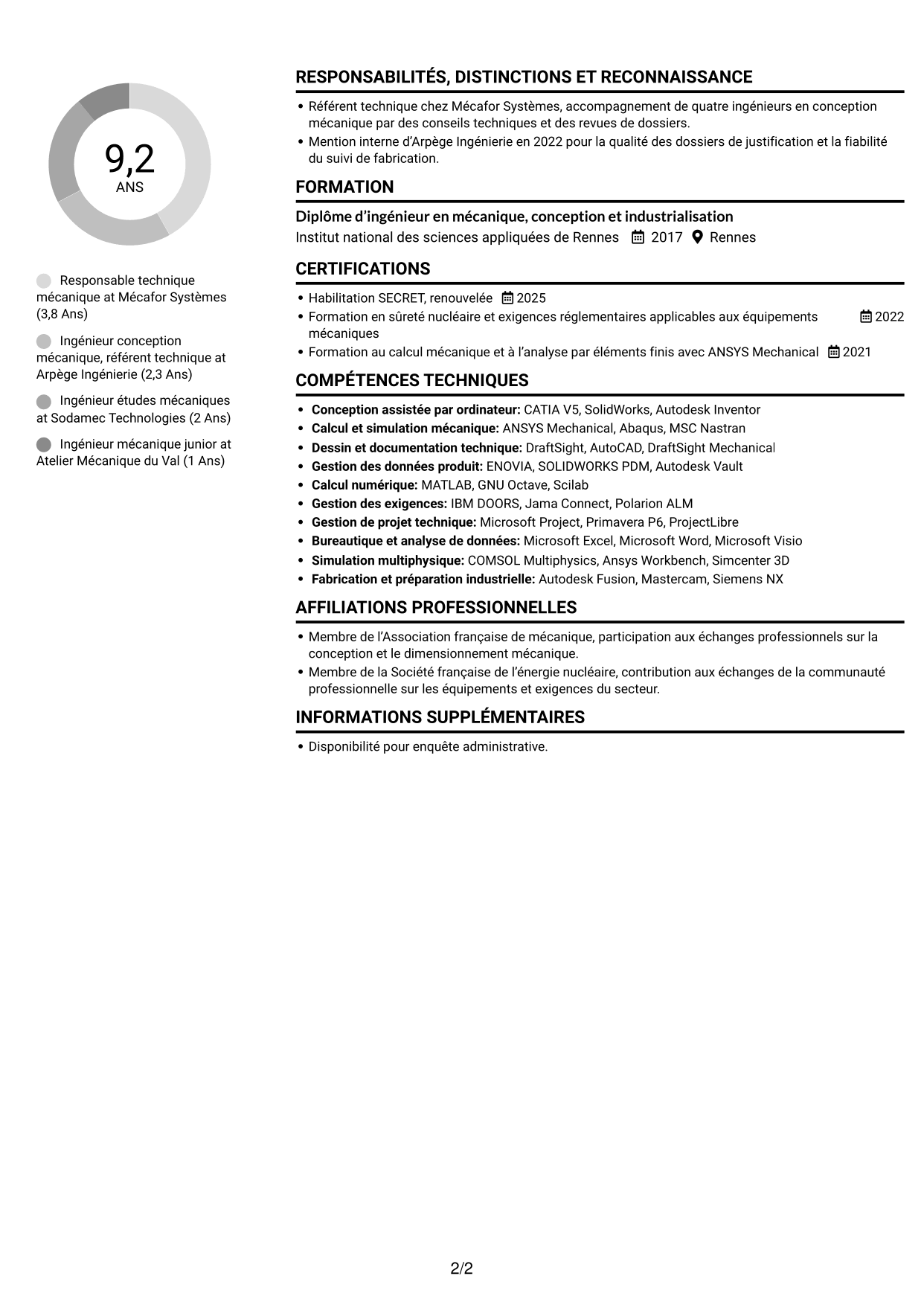 CV Compact (format sobre à deux colonnes avec photo) : Architecte Technique Machines Spéciales, page 2