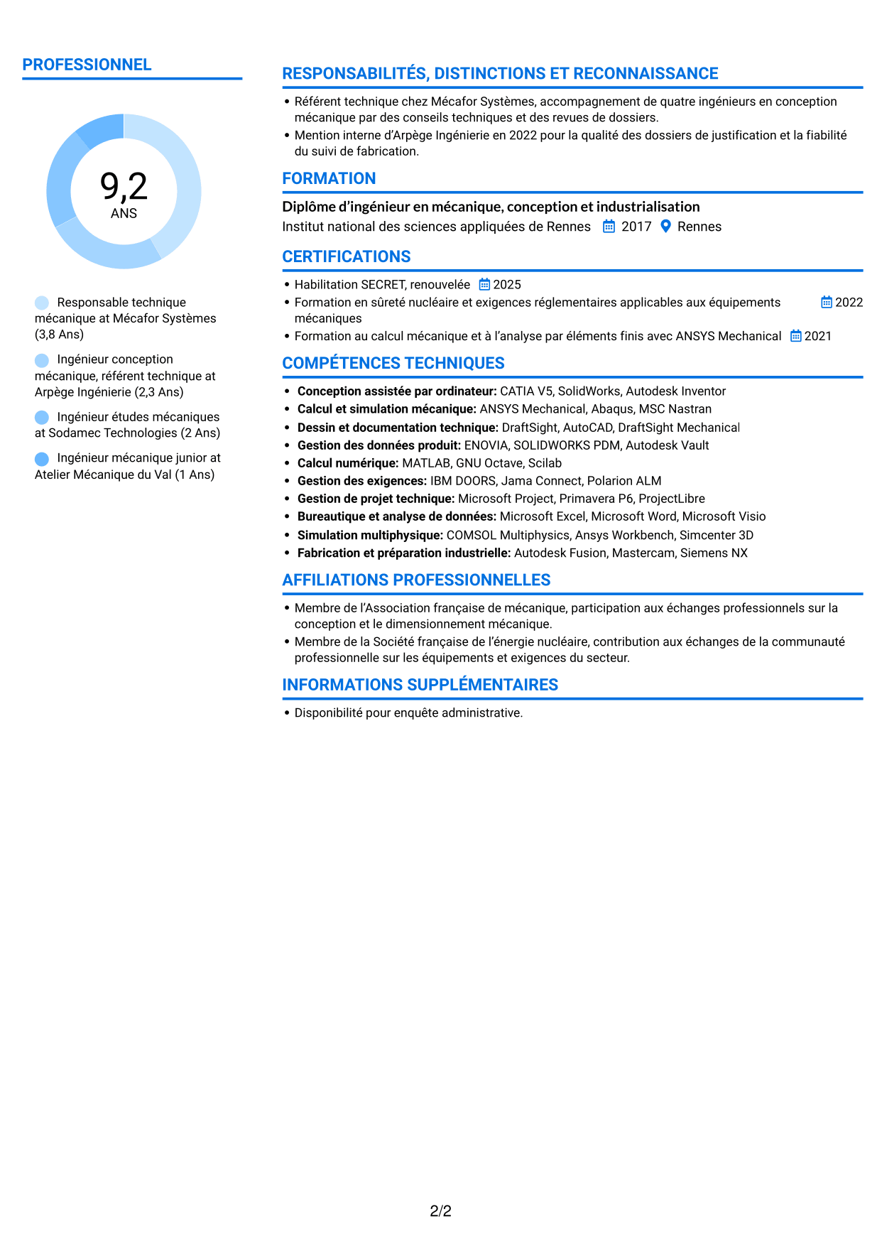 CV Audacieux (format à deux colonnes avec accents colorés et photo) : Architecte Technique Machines Spéciales, page 2