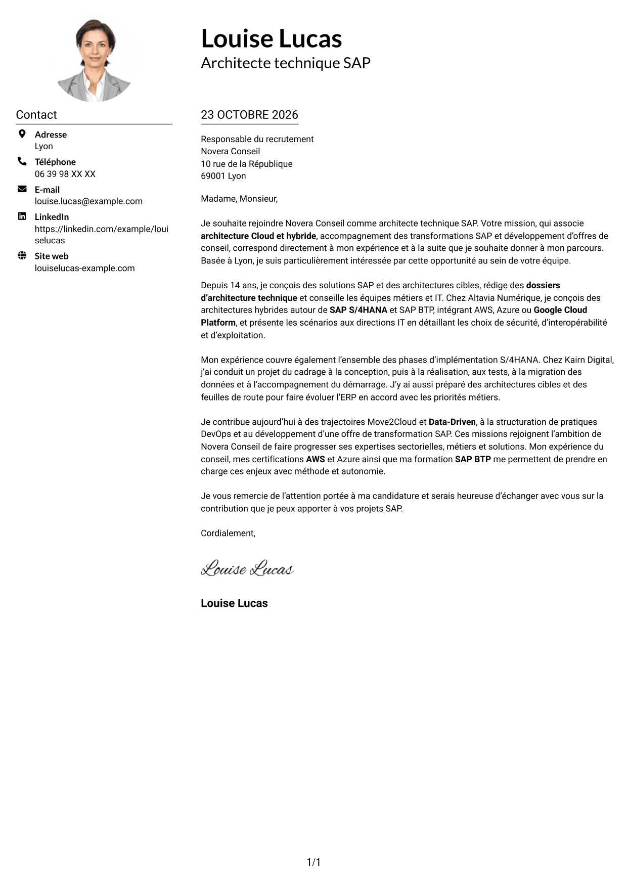 Exemple de lettre de motivation — page 1