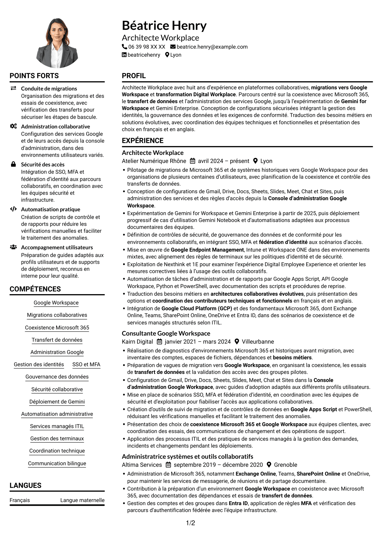 Exemple de CV — page 1