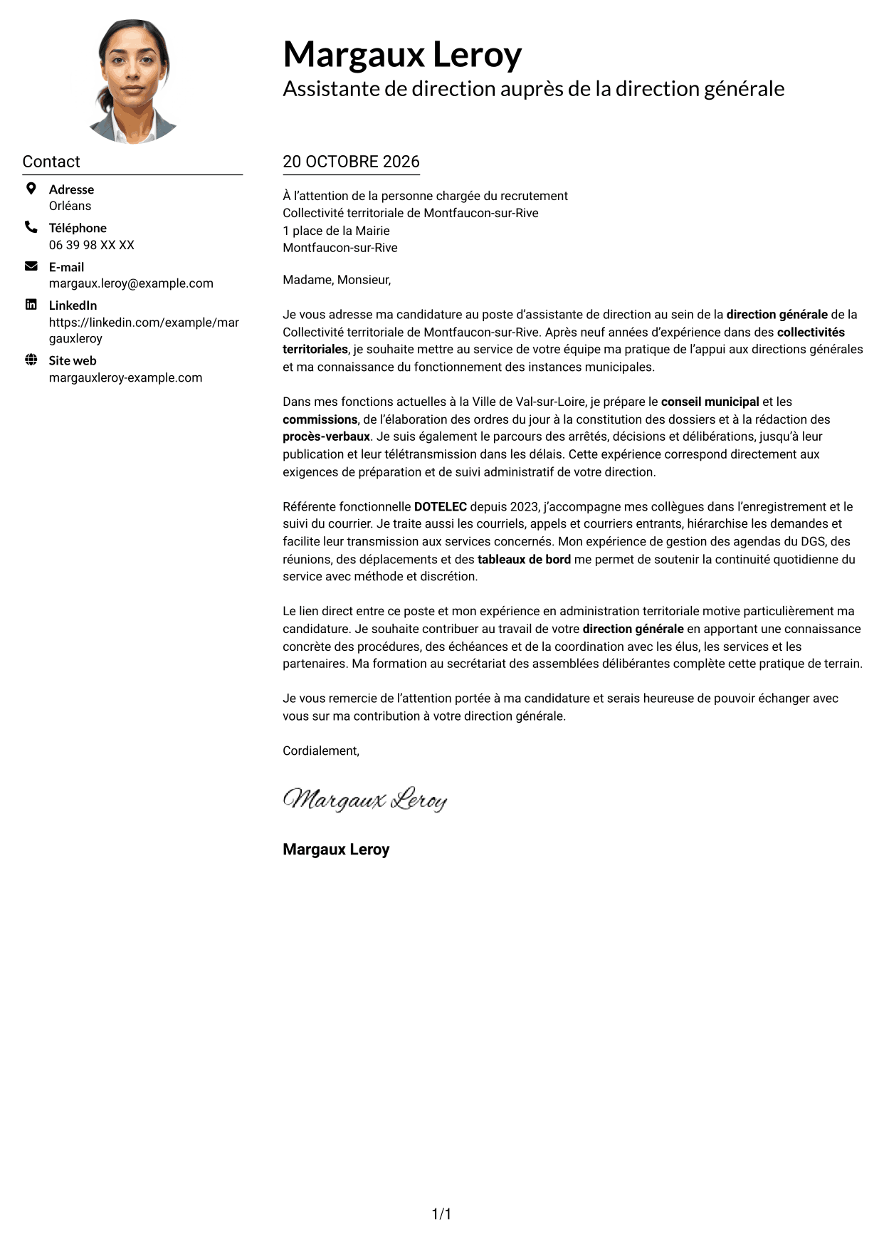 Exemple de lettre de motivation — page 1