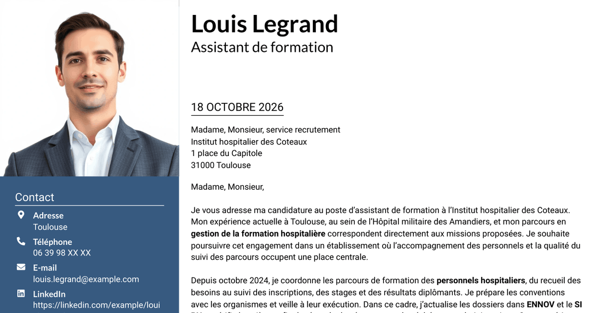 7 modèles de lettre de motivation pour Assistant de formation - Gestion de la formation hospitalière, avec exemples