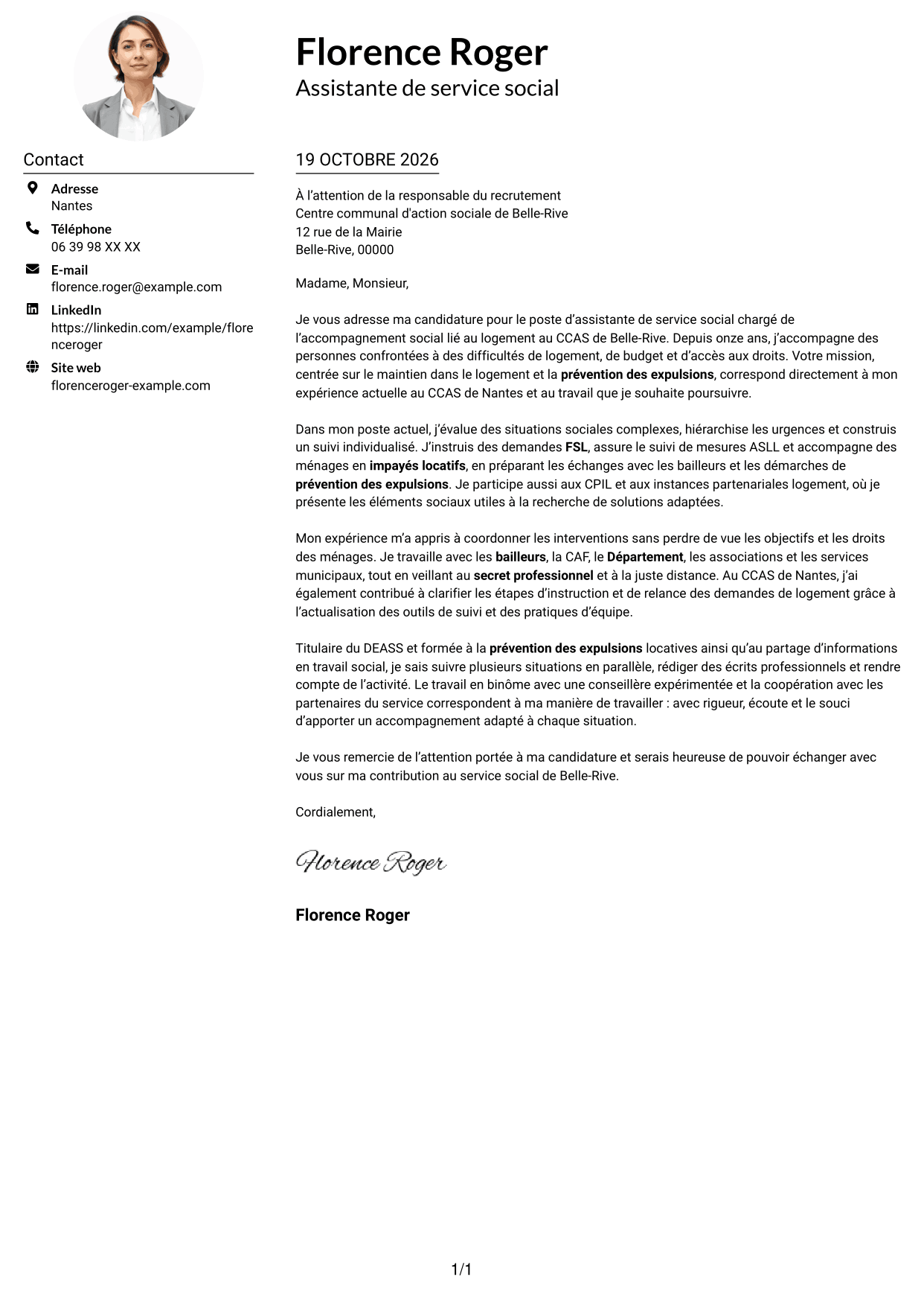 Exemple de lettre de motivation — page 1