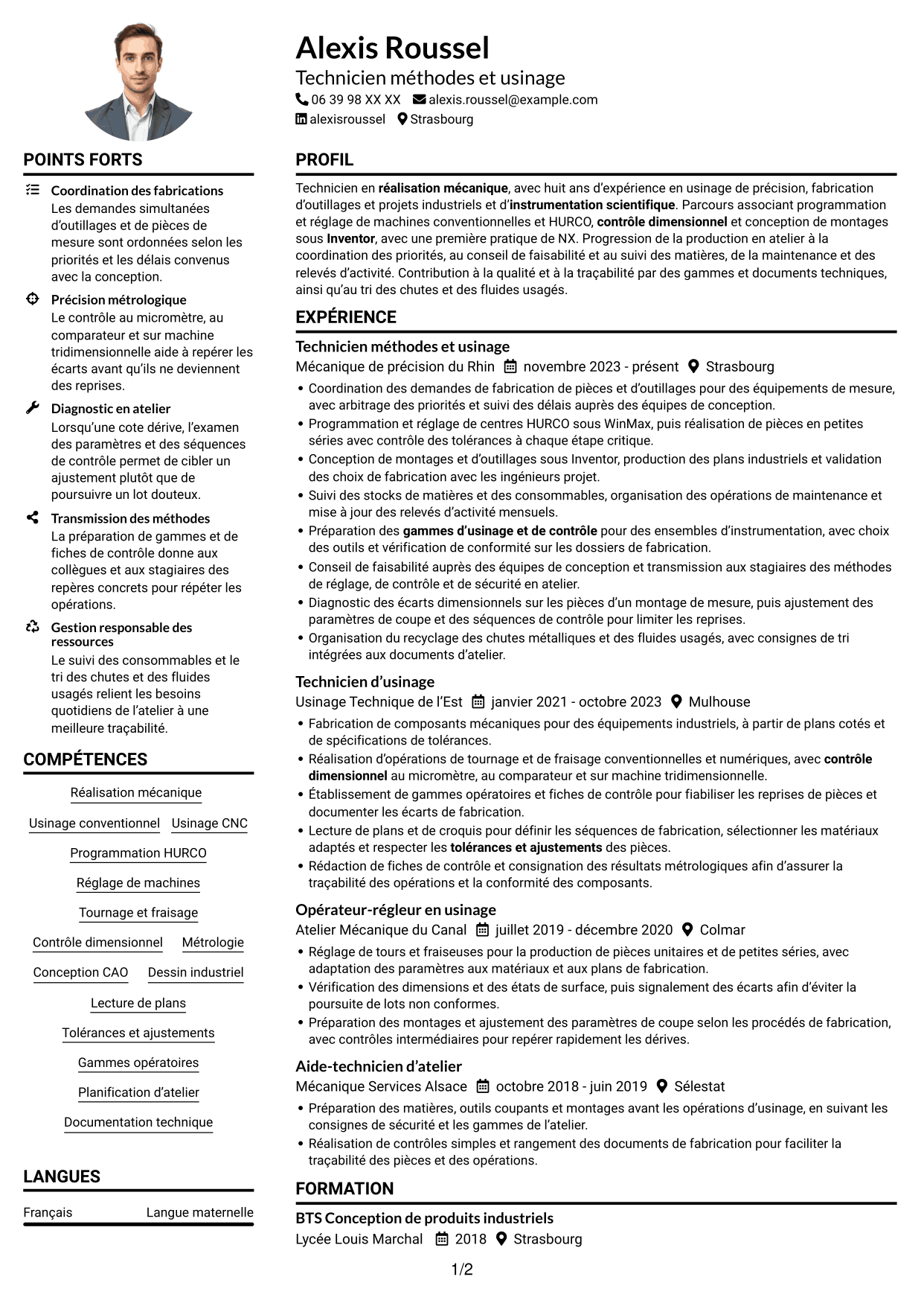 Exemple de CV — page 1