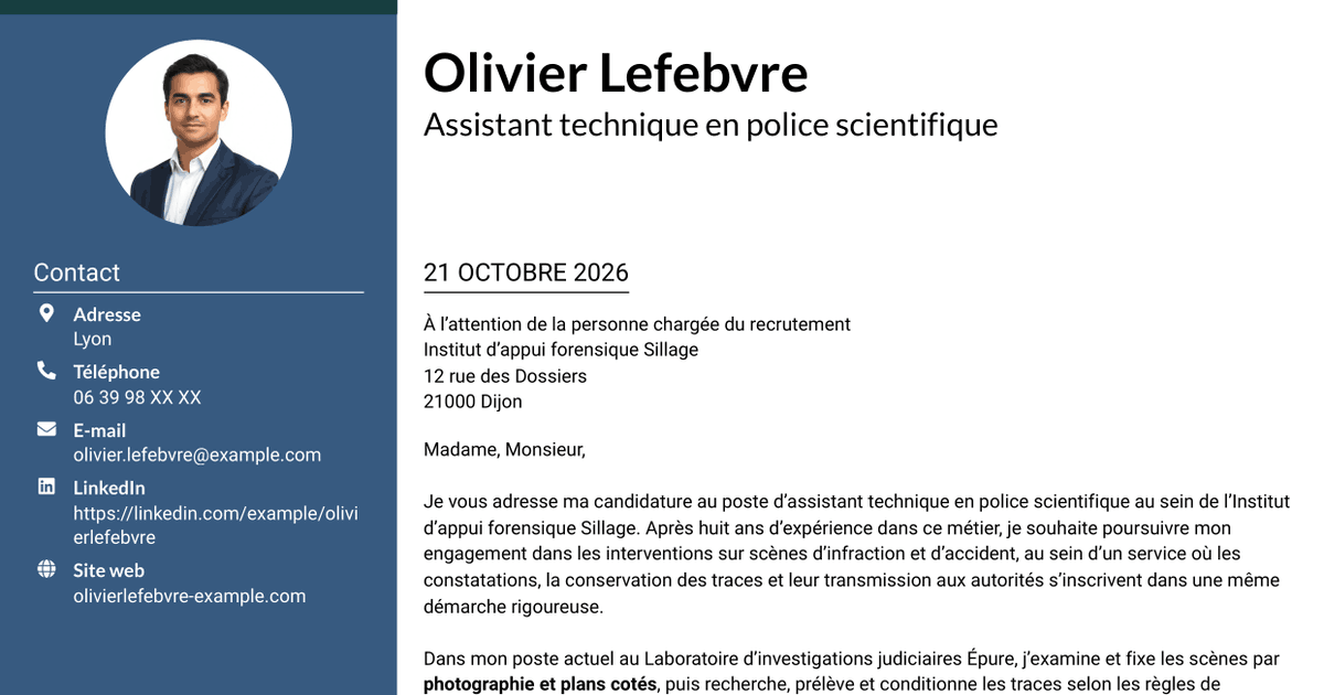 7 modèles de lettre de motivation pour Assistant technique - Police scientifique, avec exemples