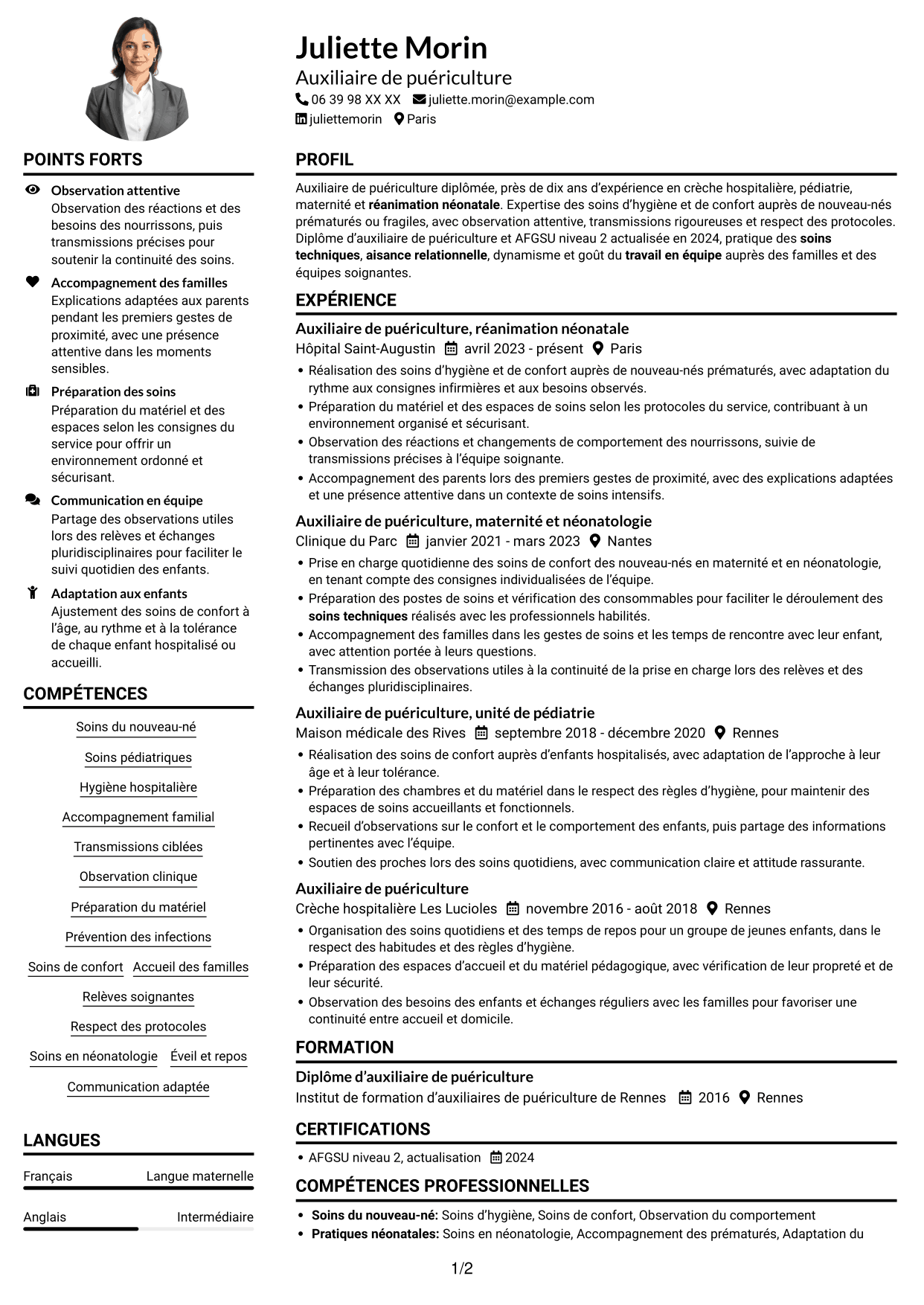 Exemple de CV — page 1