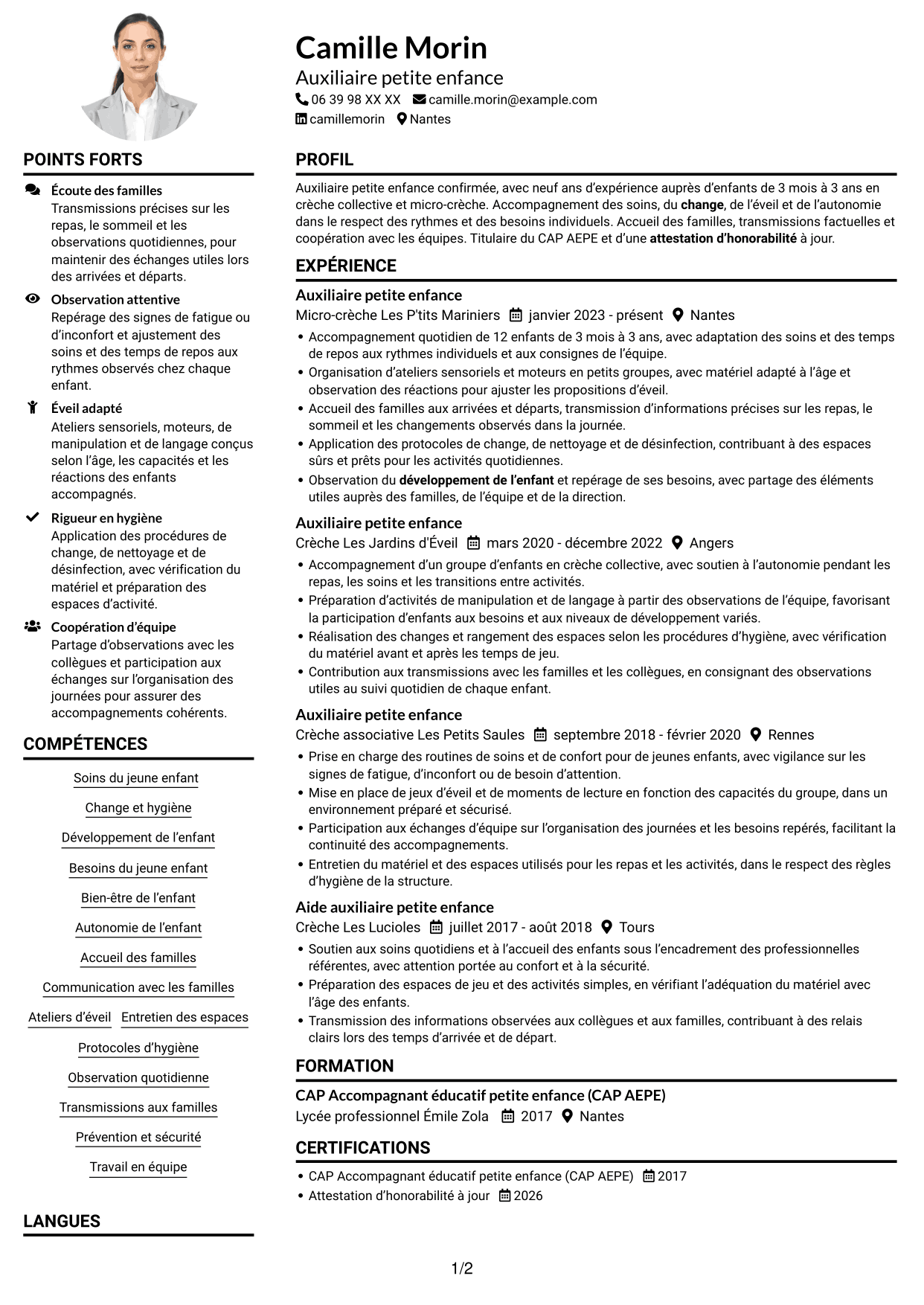 Exemple de CV — page 1
