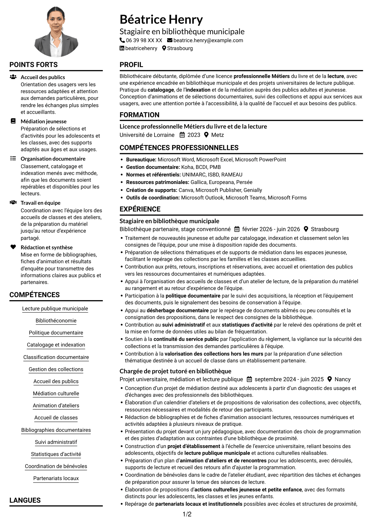 Exemple de CV — page 1