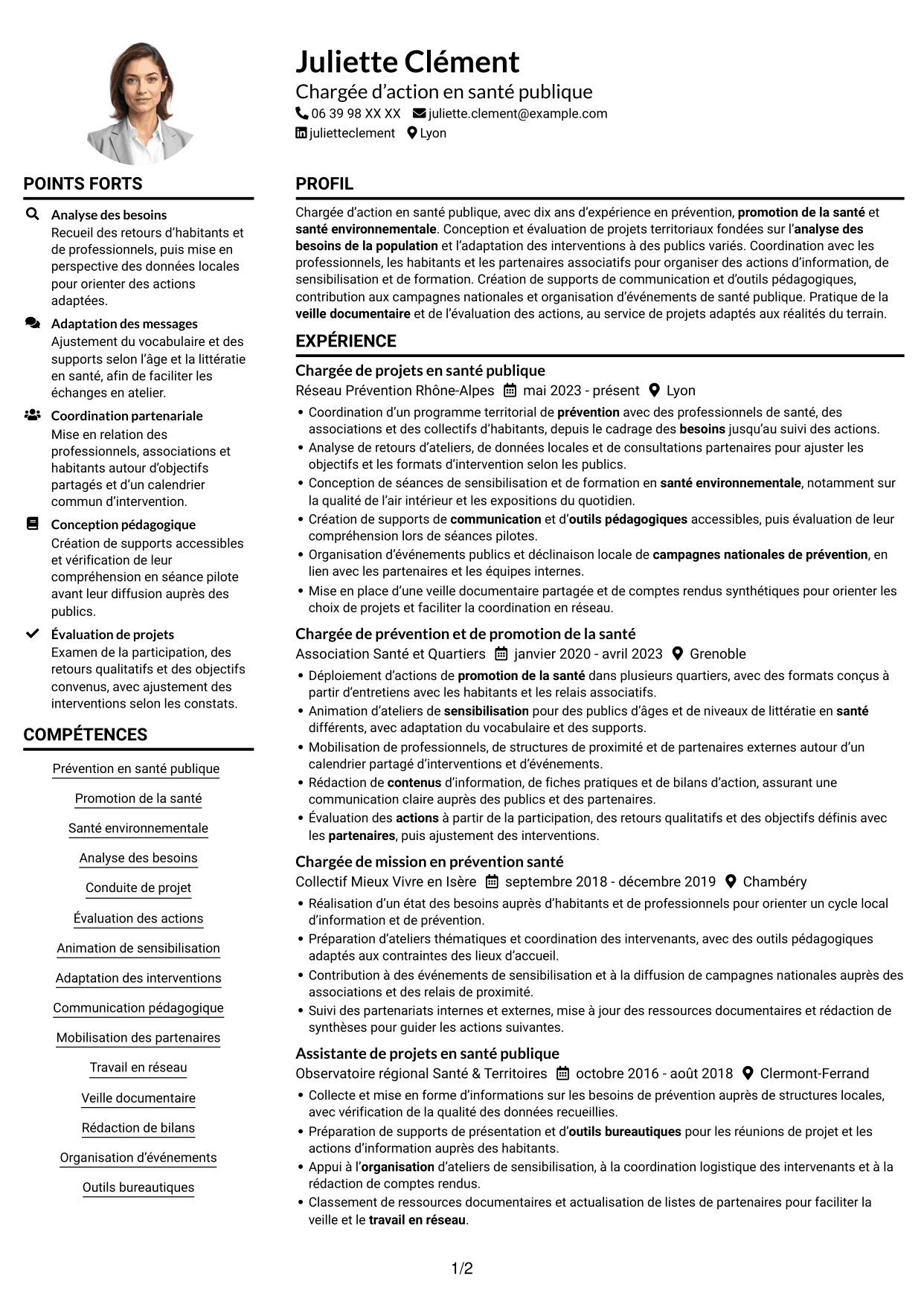 Exemple de CV — page 1