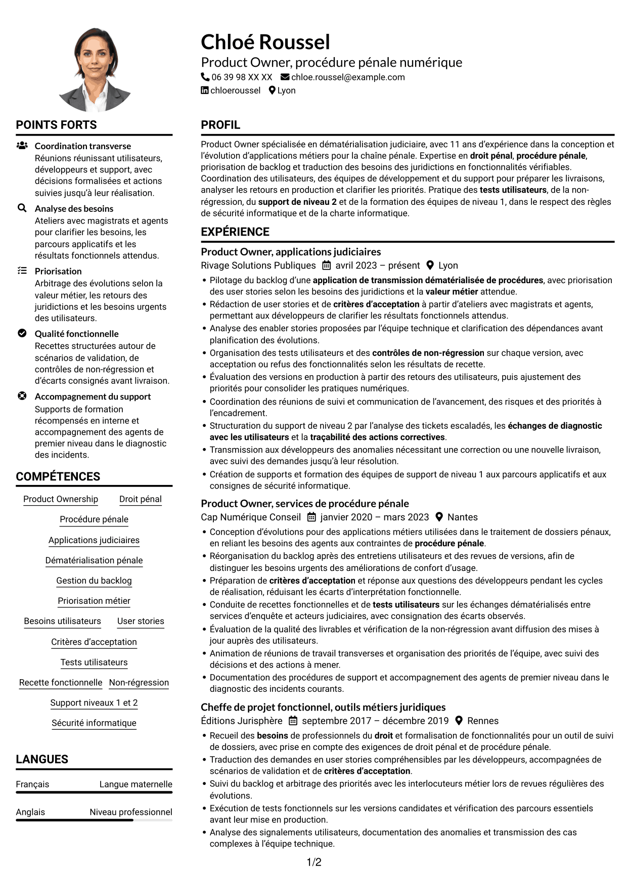 Exemple de CV — page 1