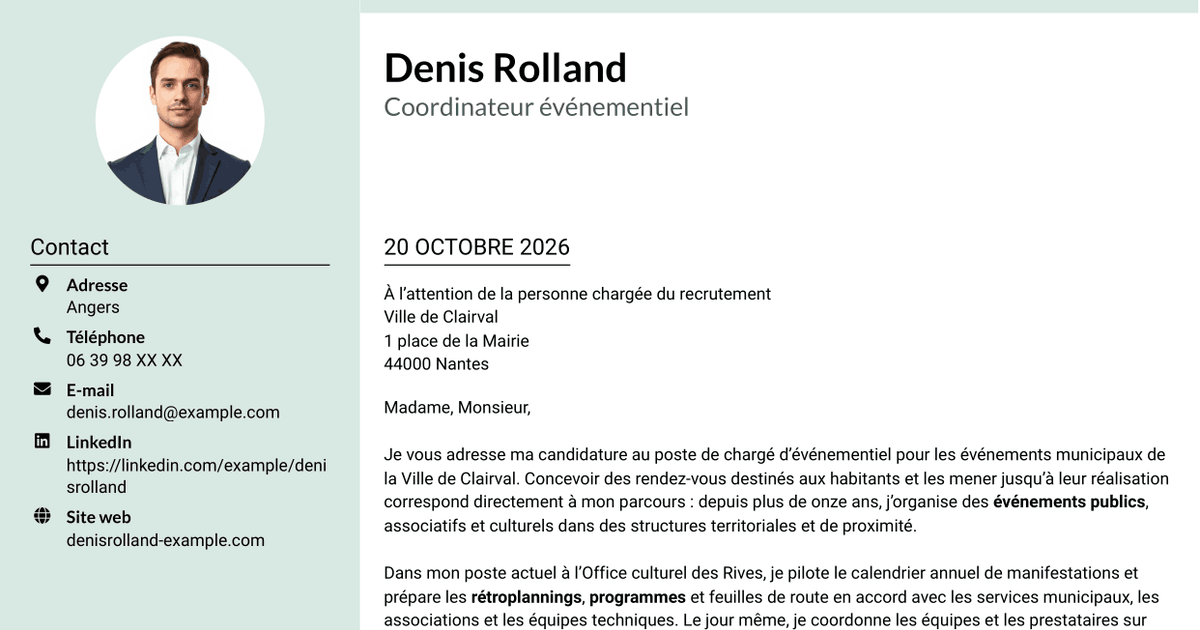 7 modèles de lettre de motivation pour Chargé d’événementiel - Événements municipaux, avec exemples