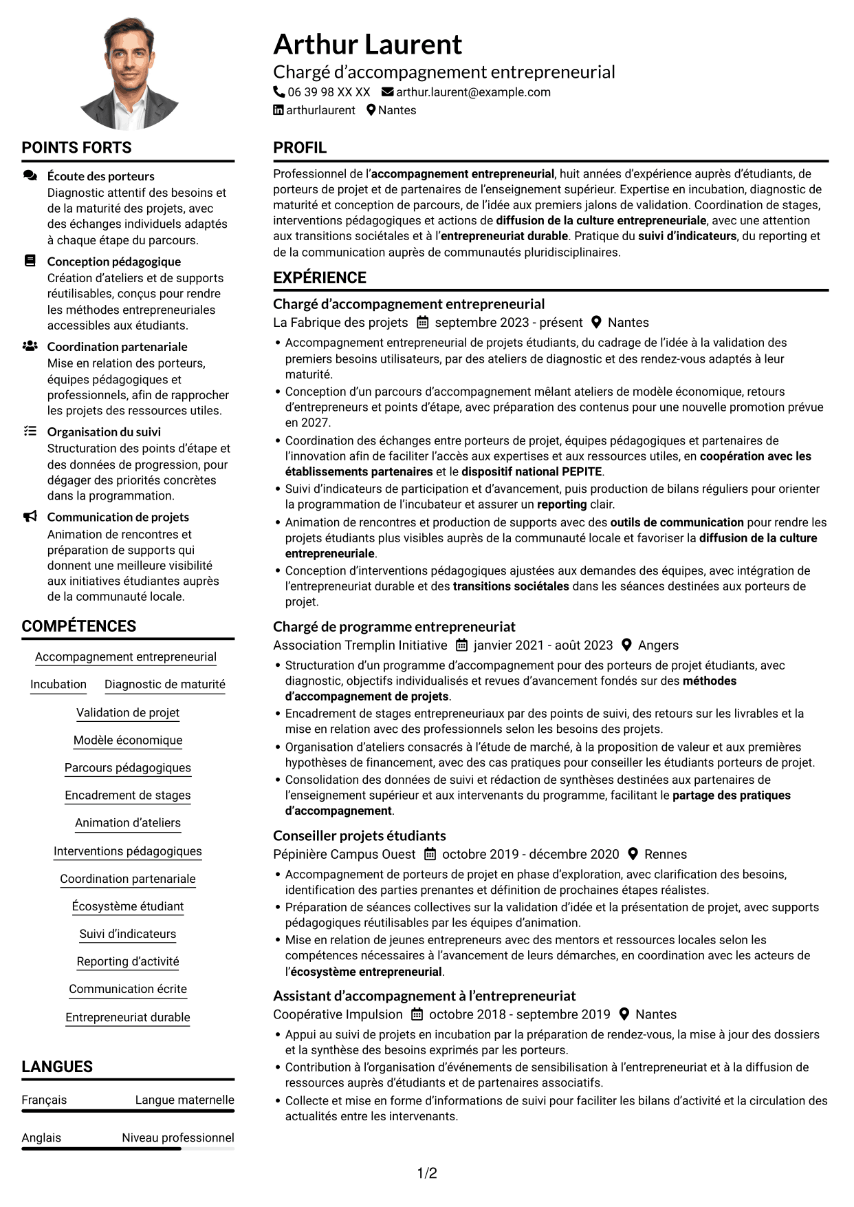 Exemple de CV — page 1
