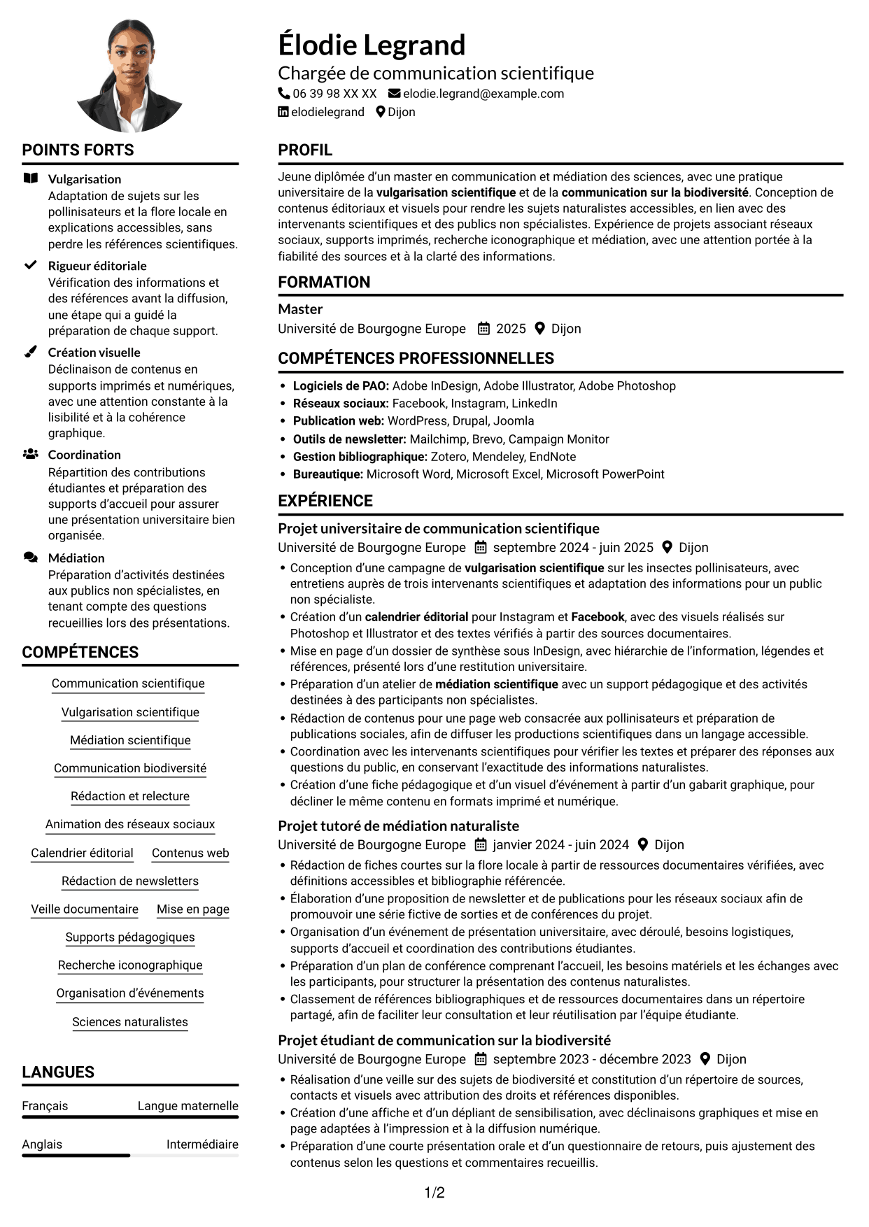 Exemple de CV — page 1