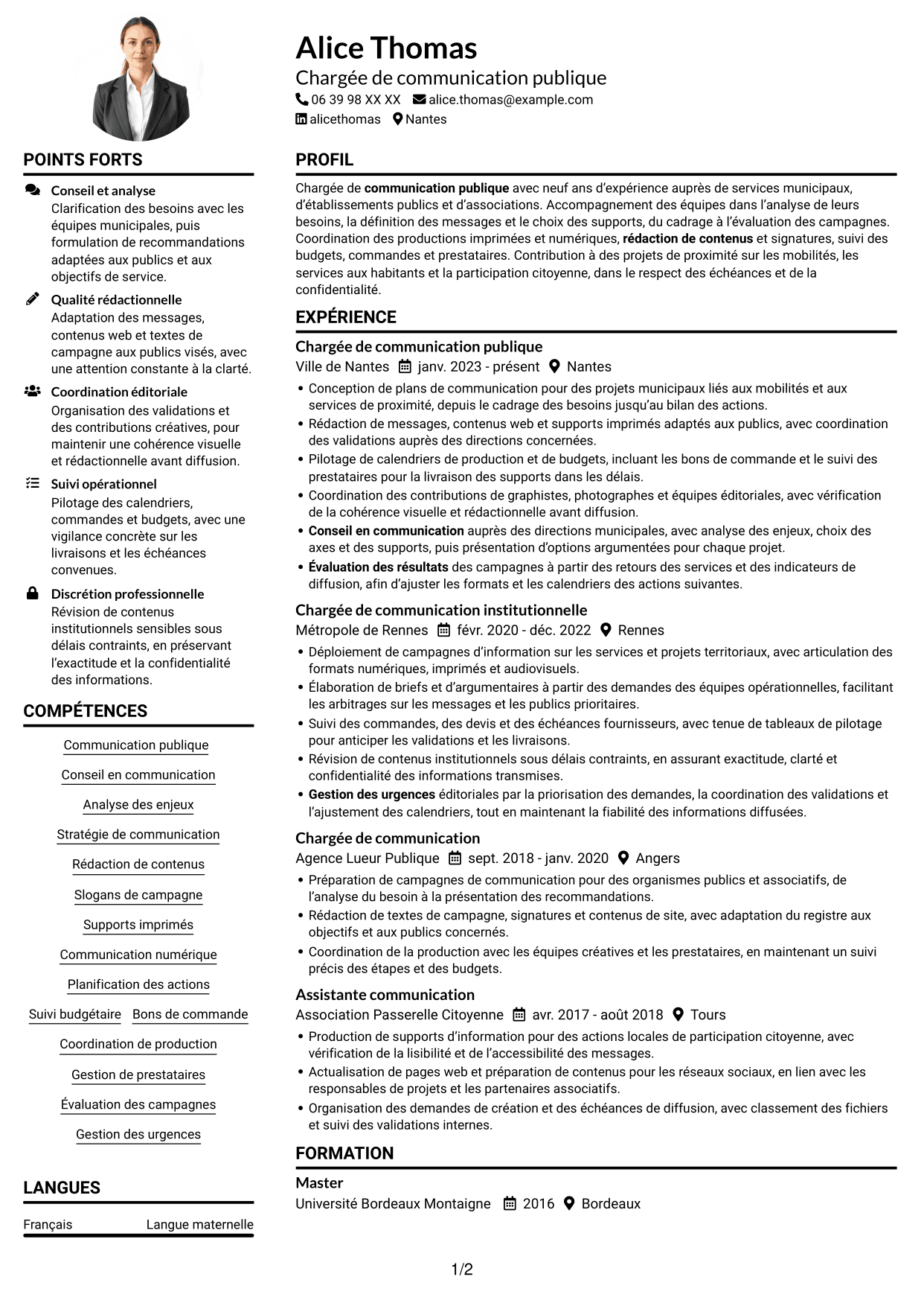 Exemple de CV — page 1