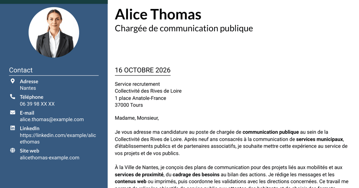 7 modèles de lettre de motivation pour Chargé de communication - Communication publique, avec exemples