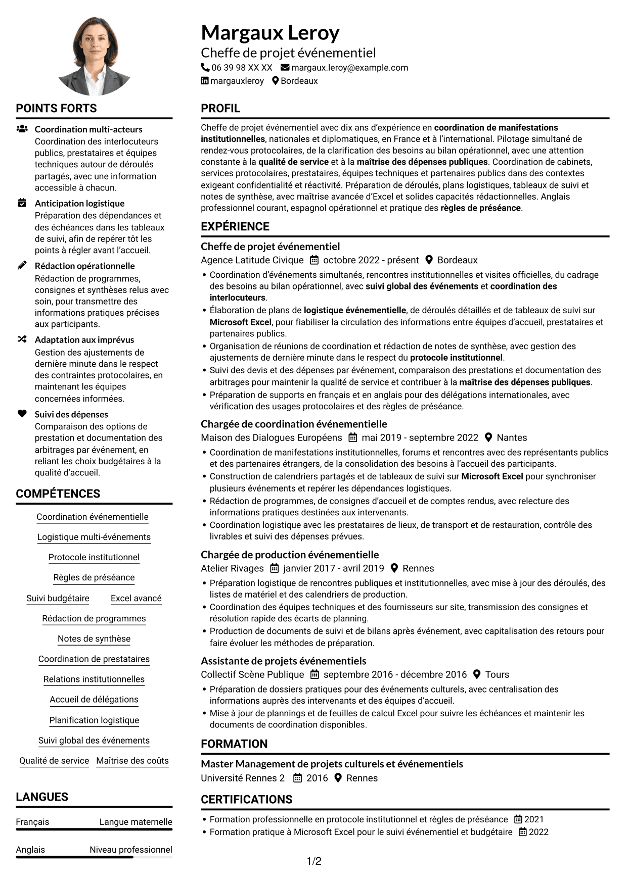 Exemple de CV — page 1