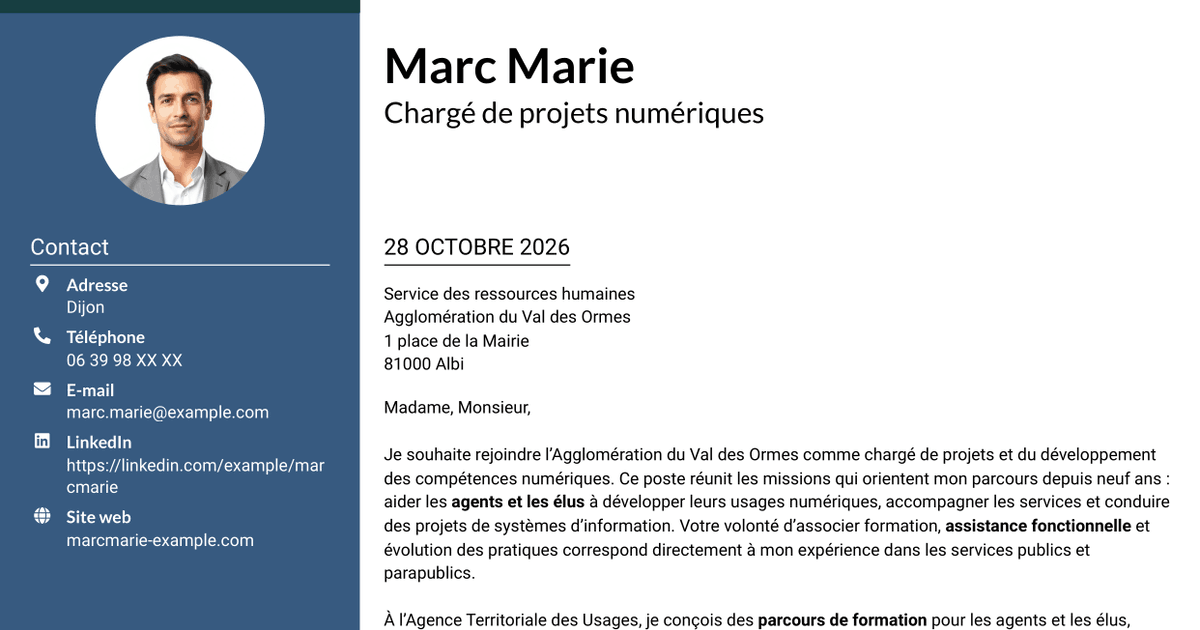 7 modèles de lettre de motivation pour Chargé de projets et du développement des compétences numériques, avec exemples