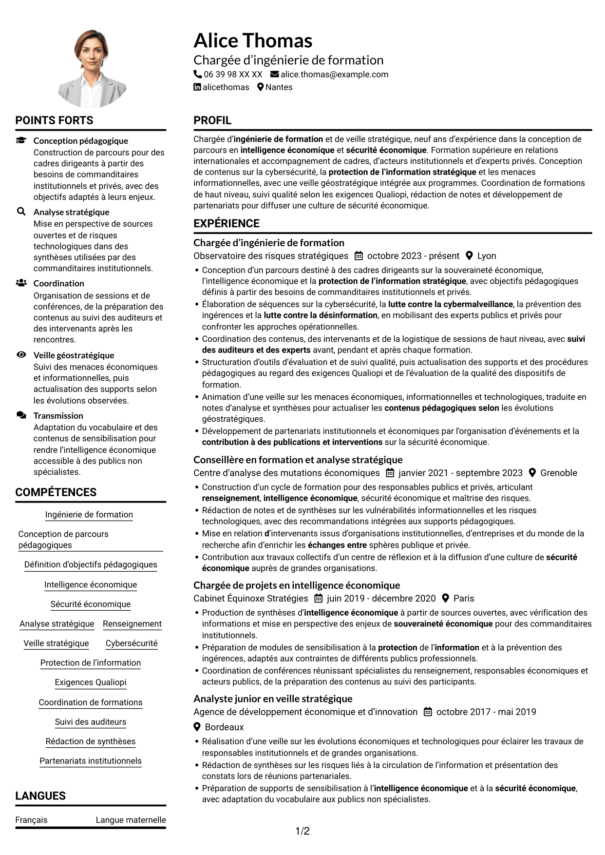 Exemple de CV — page 1