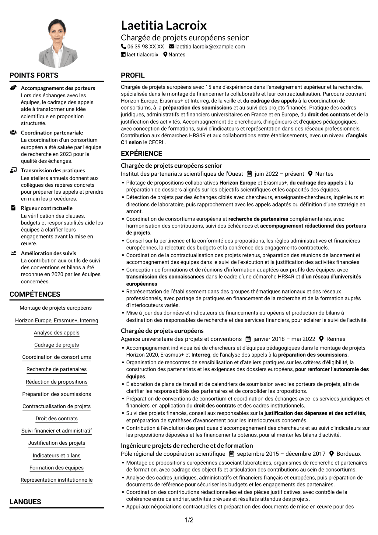 Exemple de CV — page 1