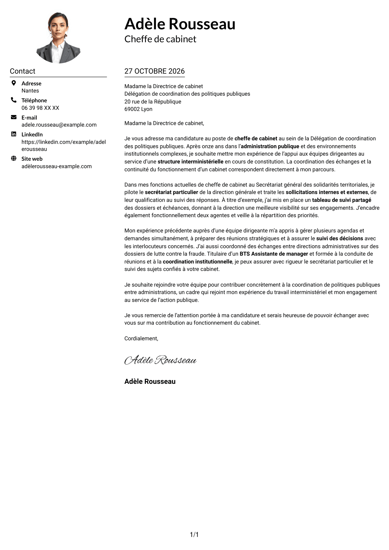 Exemple de lettre de motivation — page 1