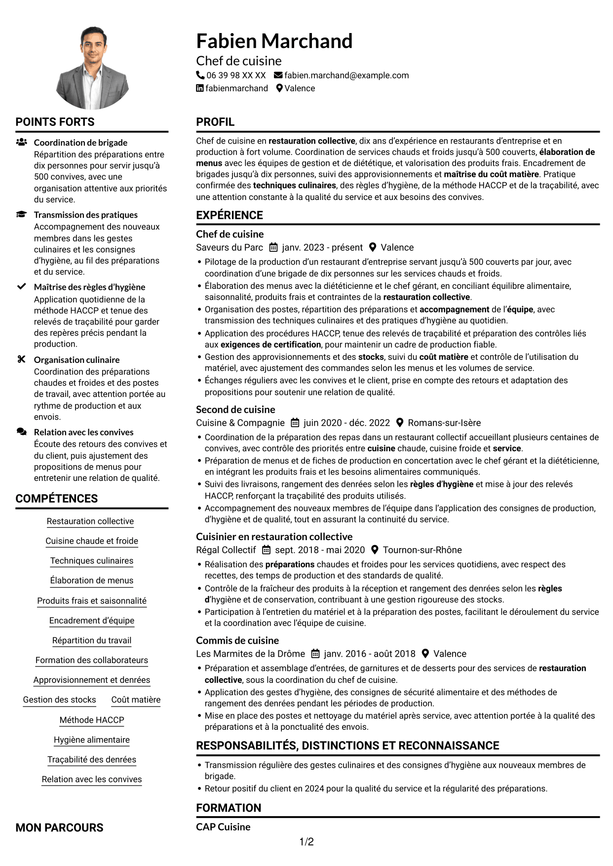 Exemple de CV — page 1