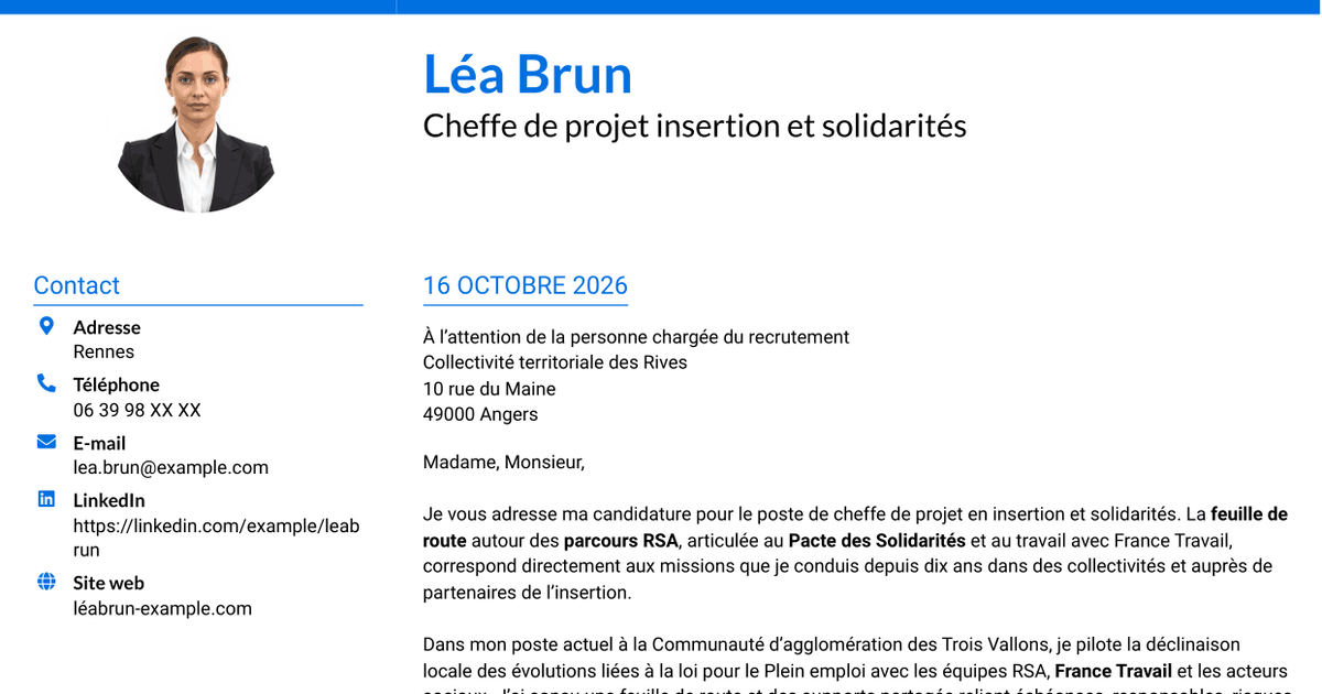 7 modèles de lettre de motivation pour Chef de projet - Insertion et solidarités, avec exemples