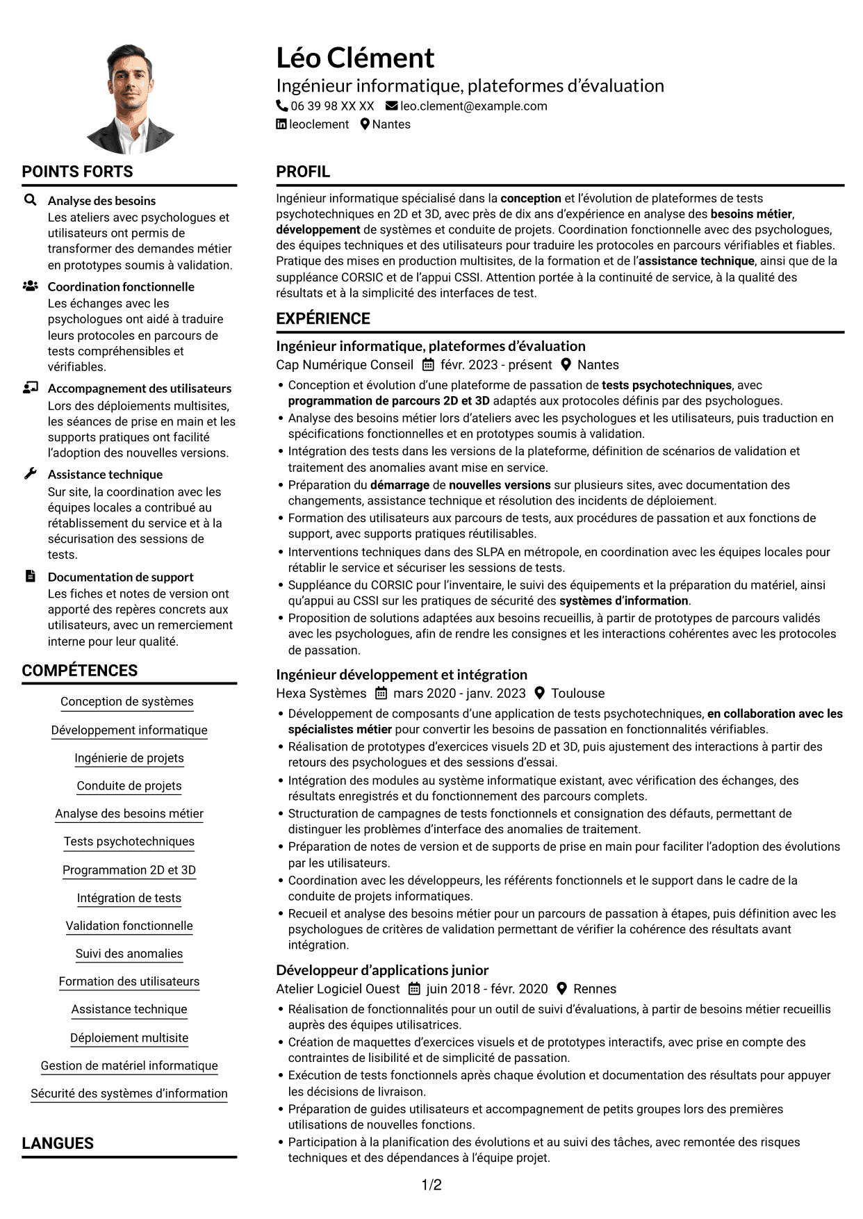Exemple de CV — page 1