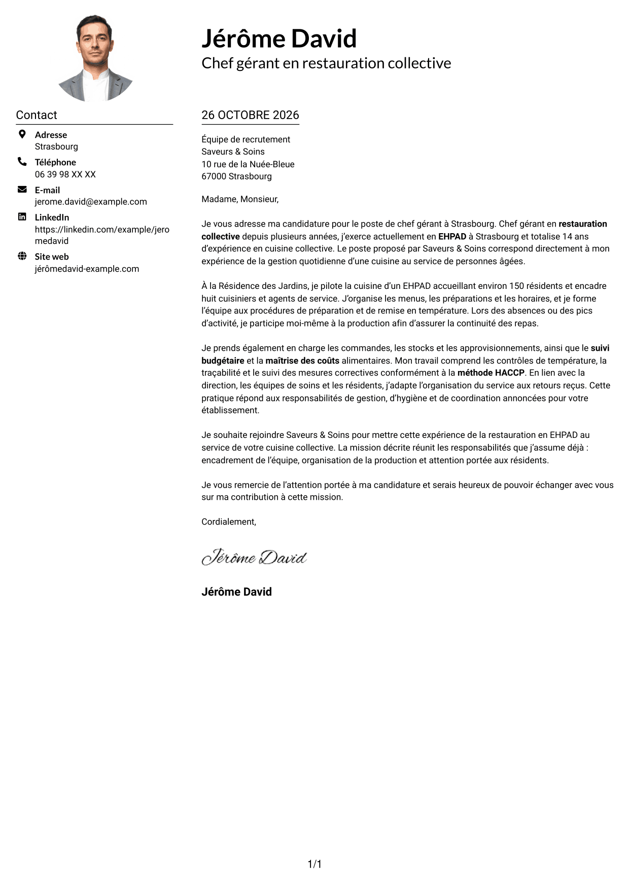 Exemple de lettre de motivation — page 1