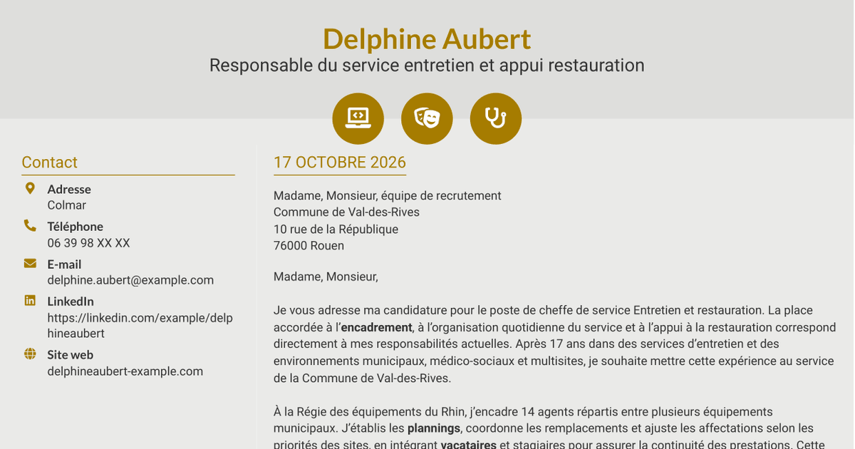 7 modèles de lettre de motivation pour Cheffe de service - Entretien et restauration, avec exemples