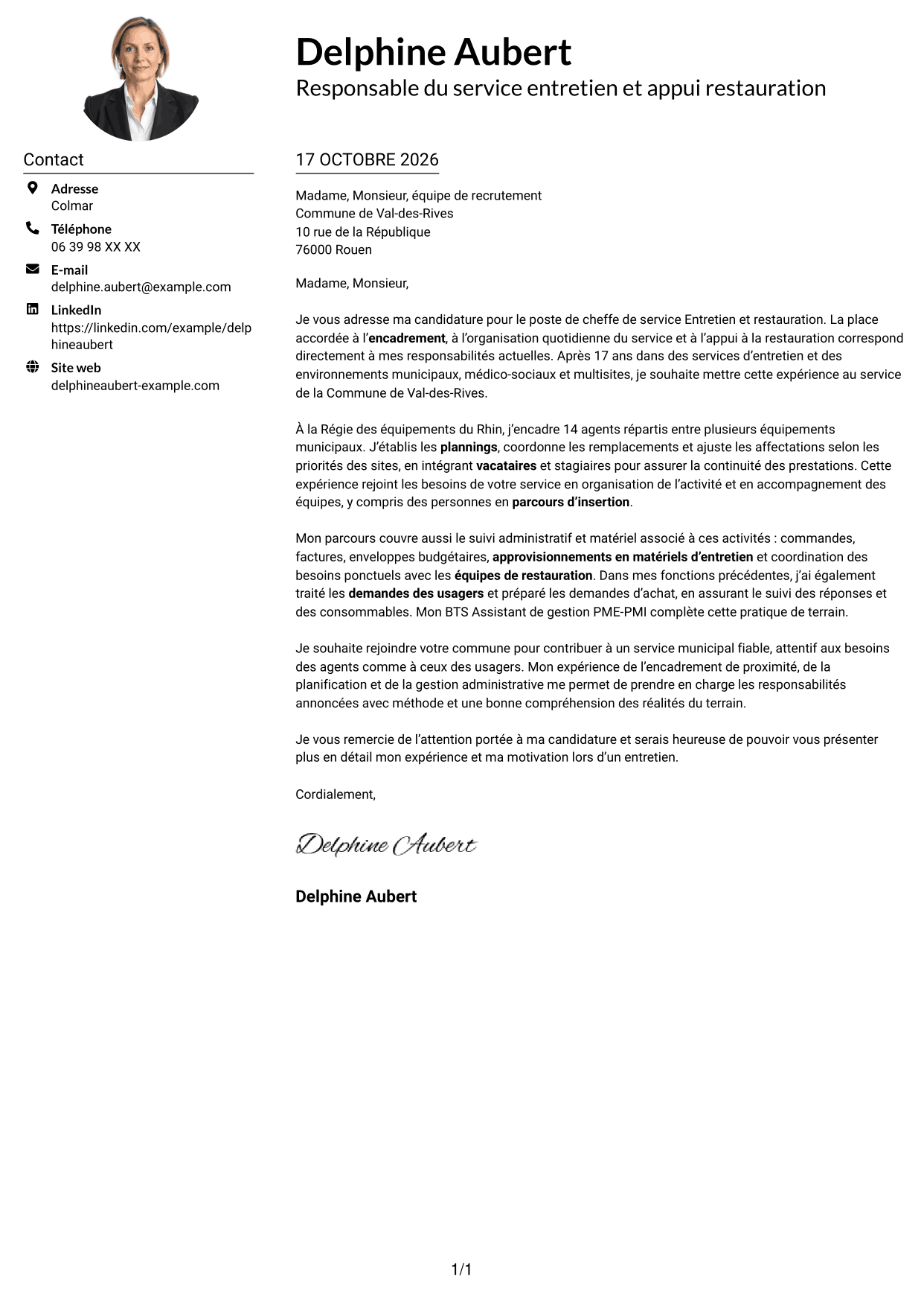 Exemple de lettre de motivation — page 1